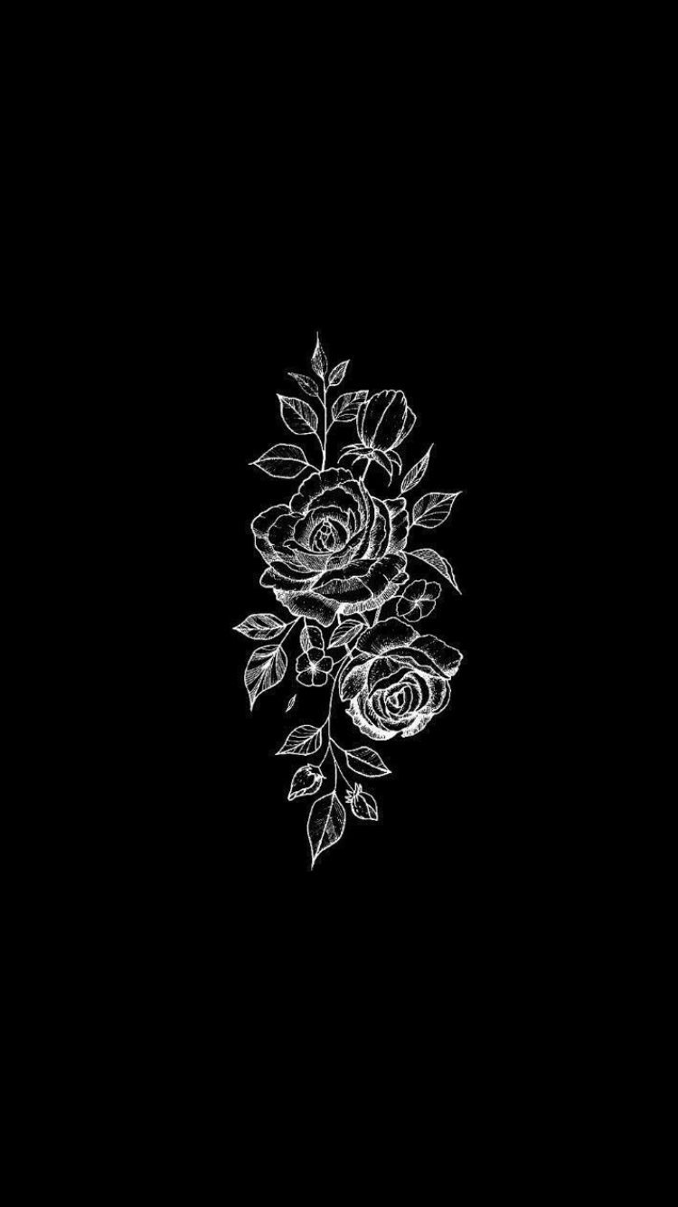 Rose disegnate su nero, 750x1335 Full HD Verticale, iPhone Pro Max
