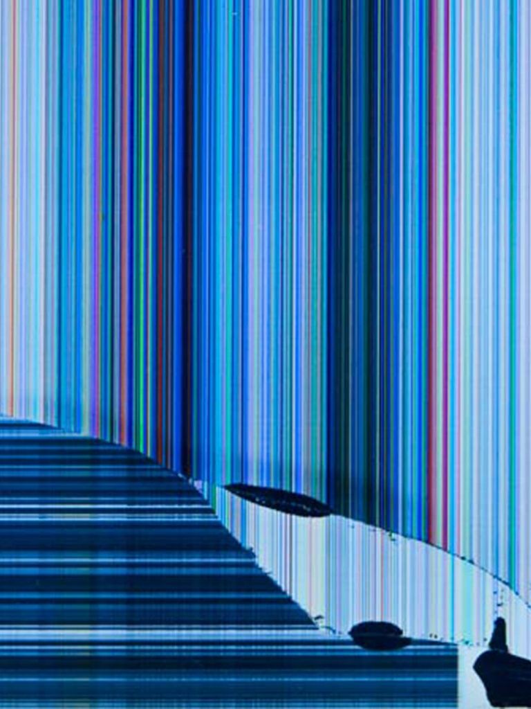 Schermo rotto blu righe, 768x1024 Verticale, Telefono