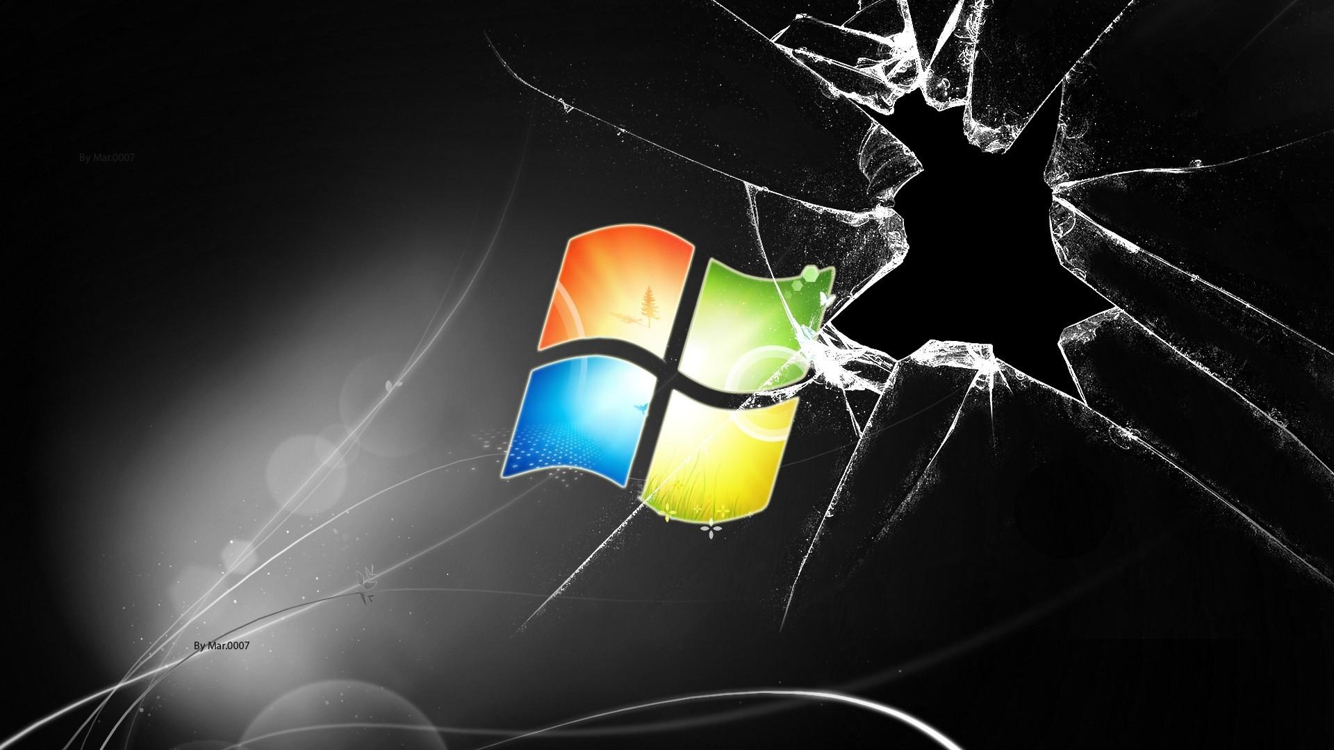 Logo Windows schermo rotto, sistema operativo Microsoft, 1920x1080 1080p, Desktop