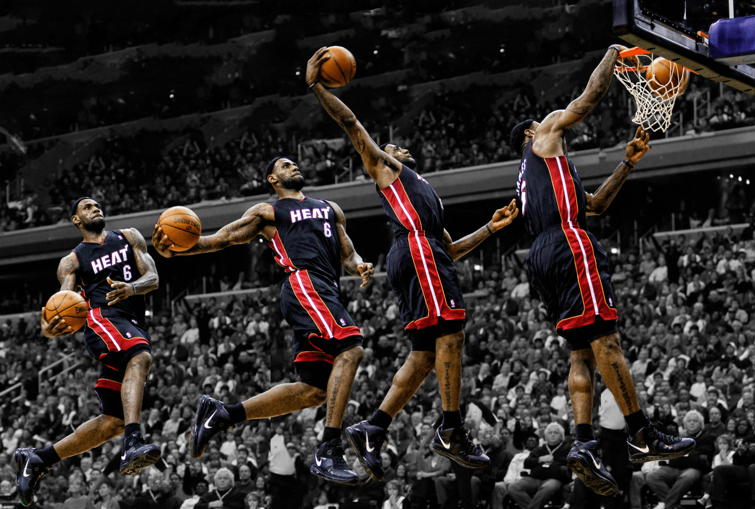 LeBron James schiacciata Miami Heat, NBA, 1554x1048 720p, PC