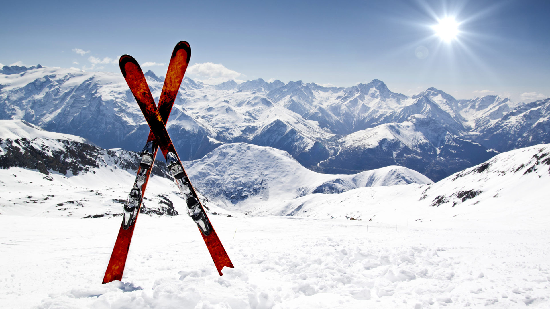Sci incrociati su montagne innevate, 1920x1080 Full HD, PC Desktop