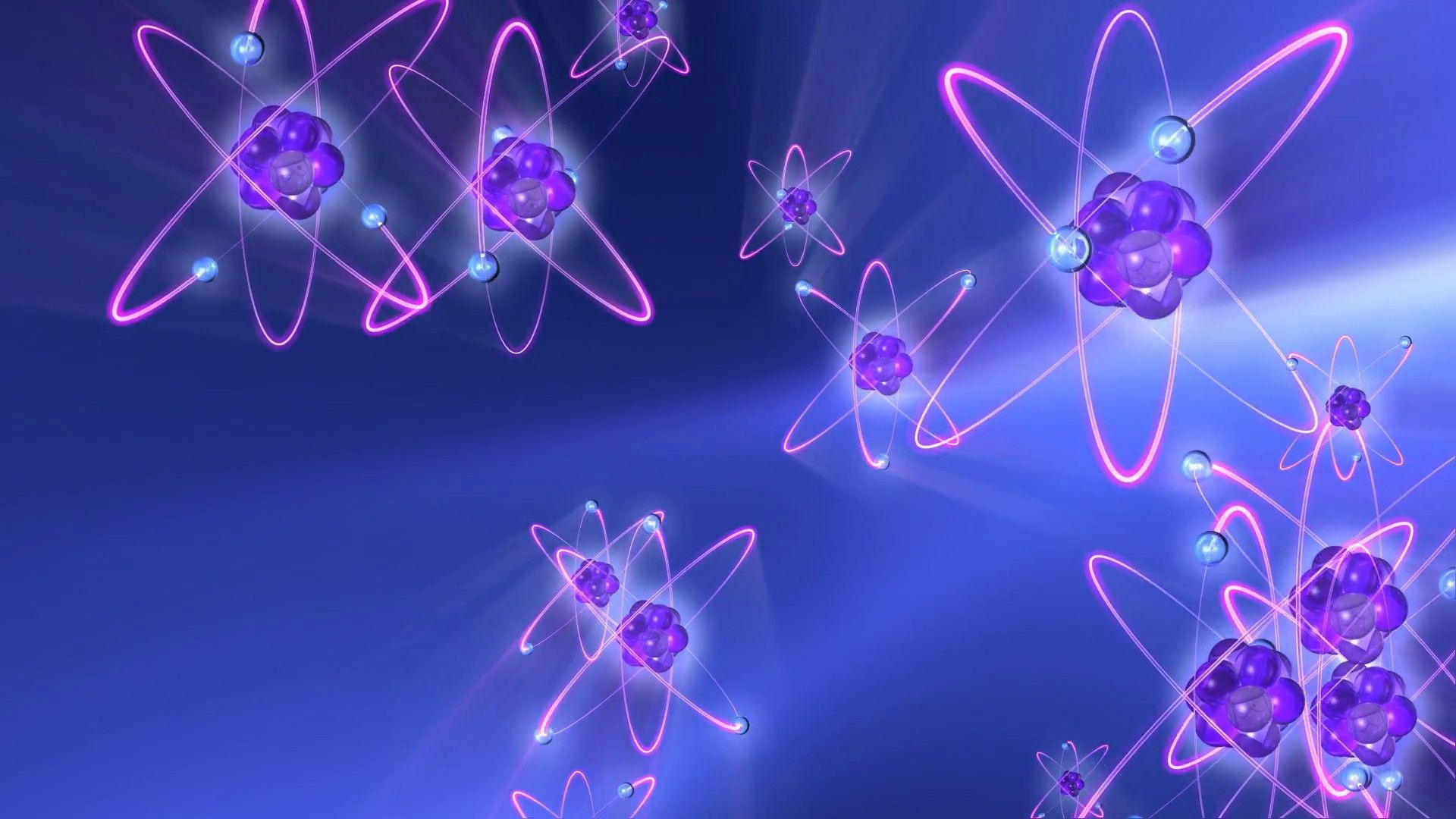 Atomi viola su blu, 1920x1080 Full HD, Desktop
