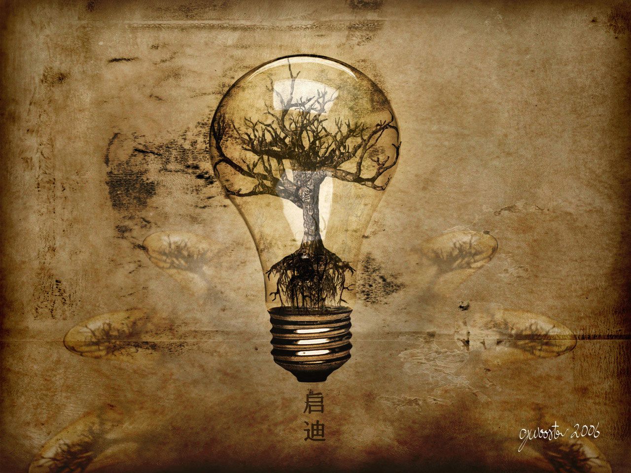 Lampadina con albero disegnato, 1280x960 HD, Desktop