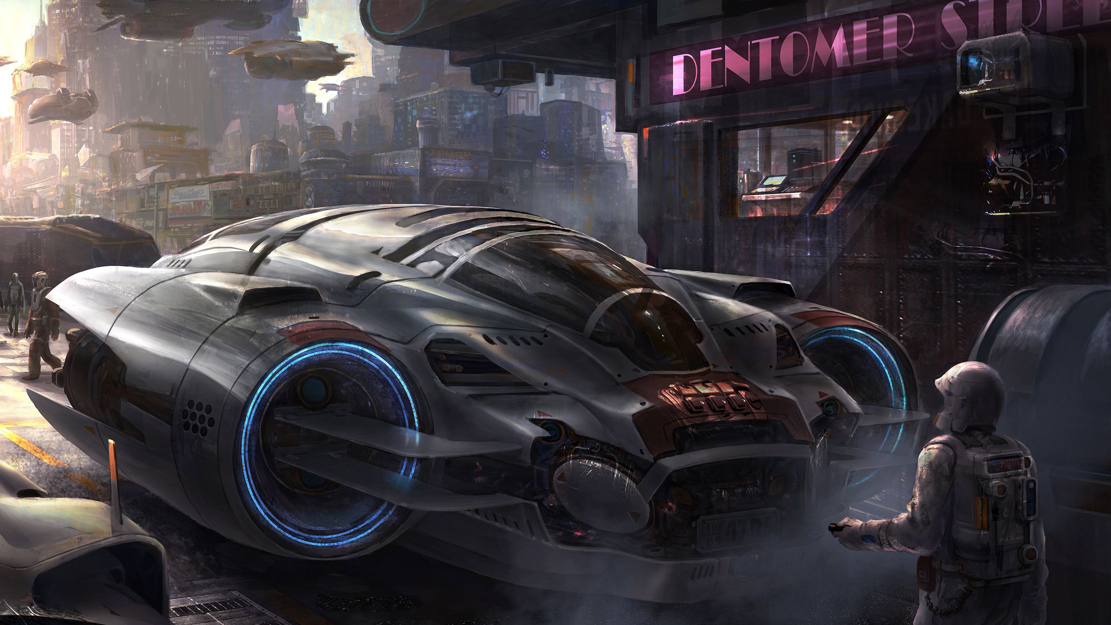 Veicolo futuristico scifi concept art, 3840x2160 4K Ultra HD, Monitor 4K