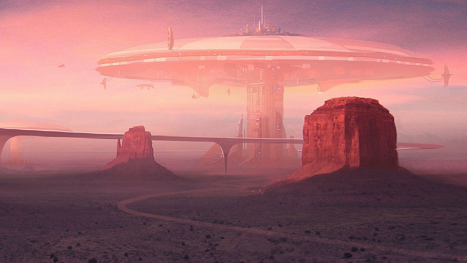 Astronave futuristica su deserto roccioso, 1920x1080 Full HD, Desktop
