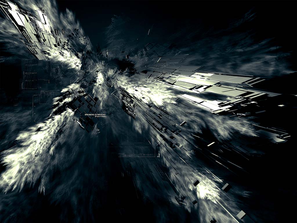 Esplosione astratta fantascientifica scura, 1024x768 HD, Laptop