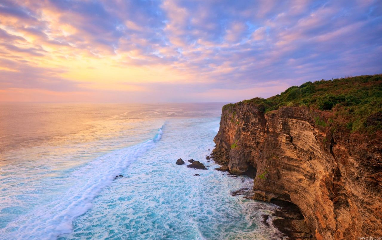 Scogliera rocciosa al tramonto sul mare, 1280x804 HD, Desktop