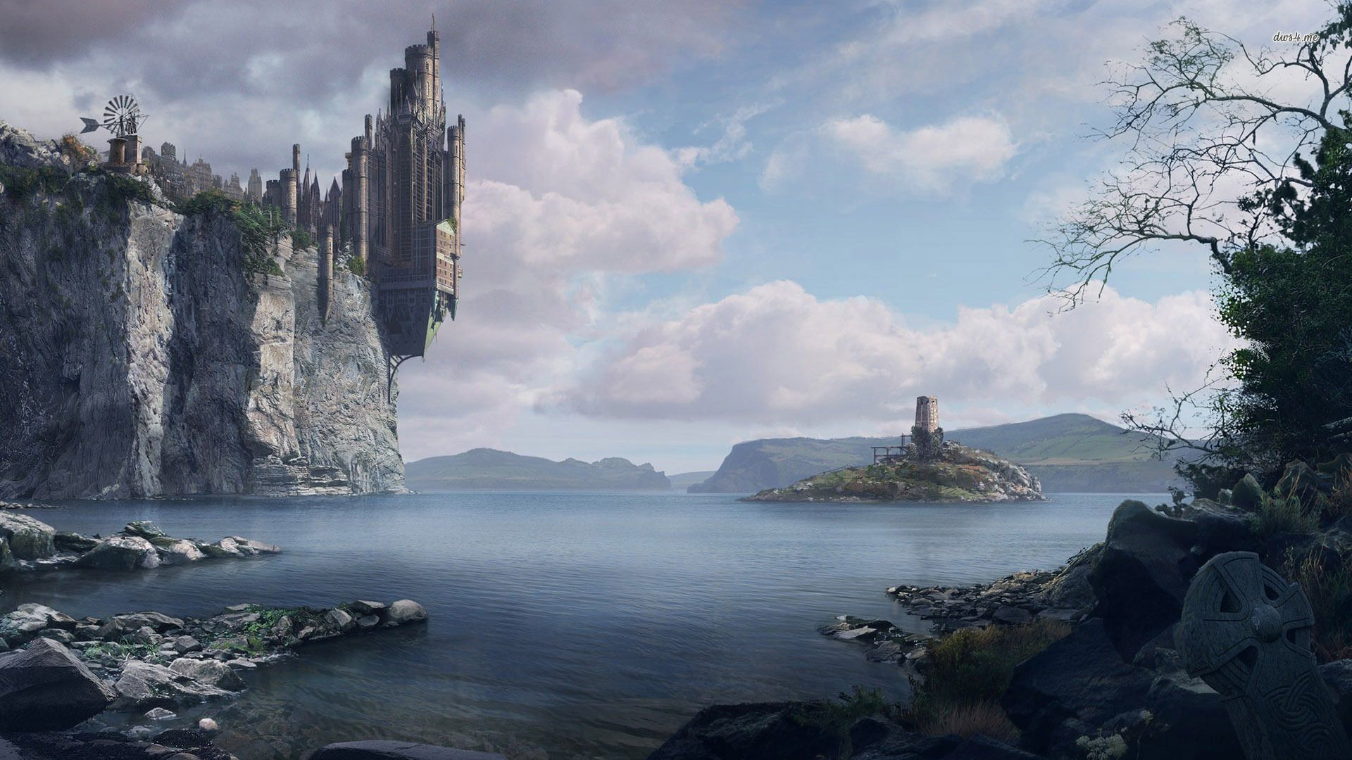 Castello su scogliera fantasy, 1920x1080 Full HD, Desktop