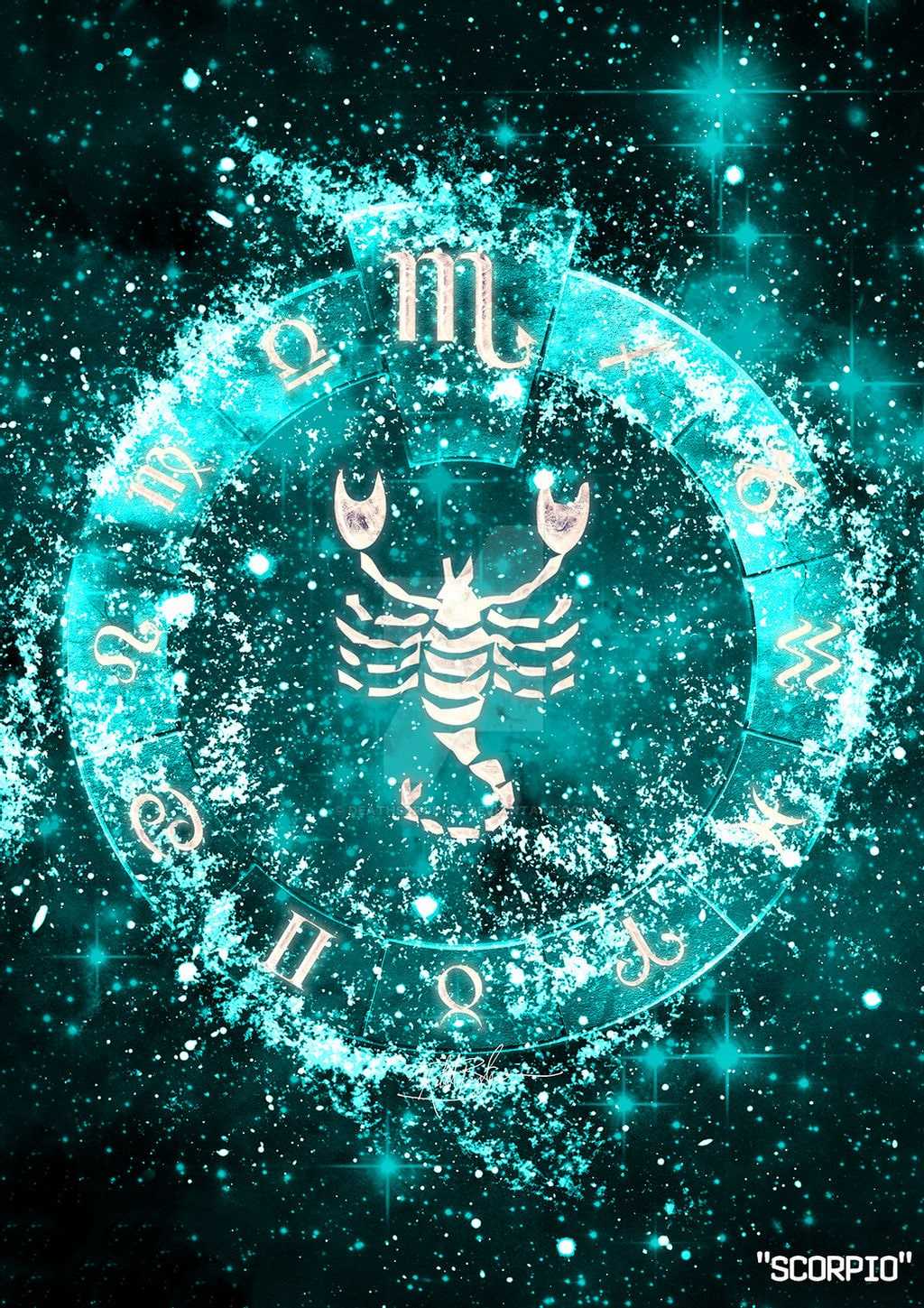 Simbolo Scorpione zodiaco turchese, 1024x1449 Verticale, Telefono