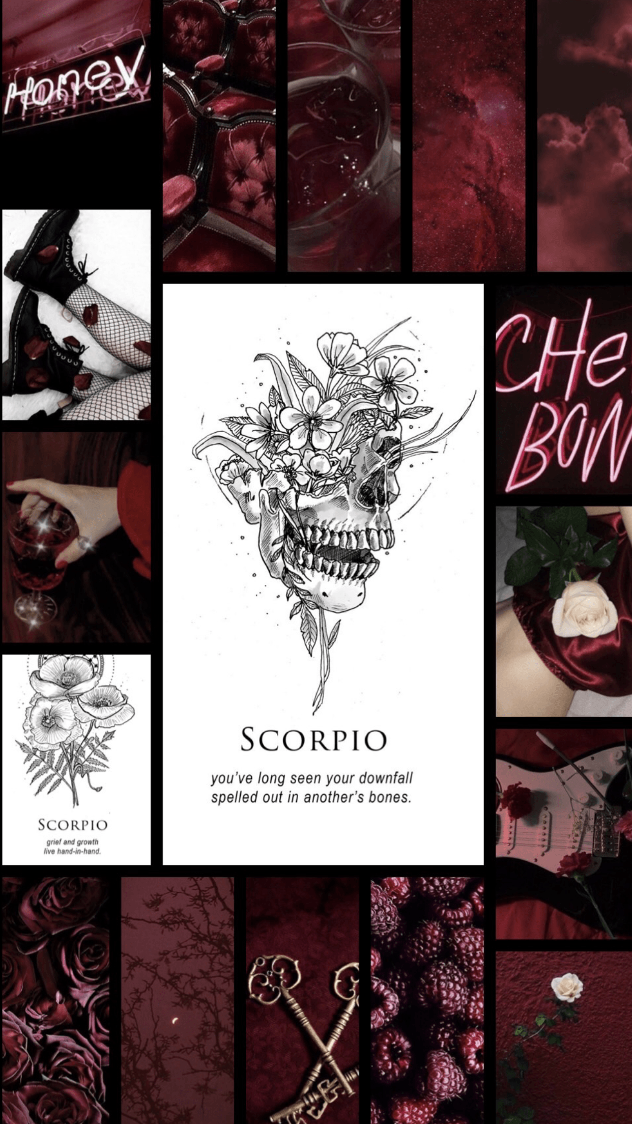 Collage Scorpione teschio fiori, 1242x2208 Verticale, Xiaomi