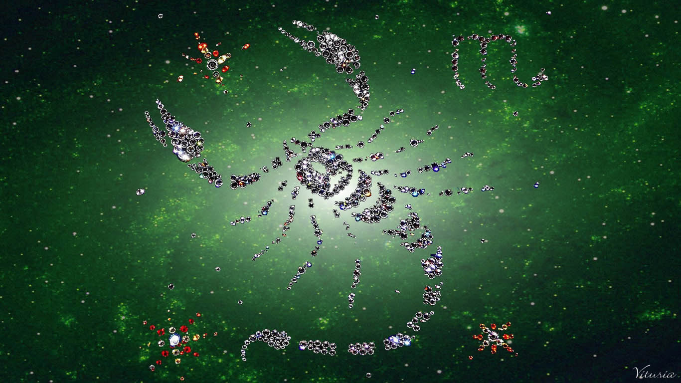 Simbolo Scorpione zodiacale verde, 1366x768 HD, PC Desktop