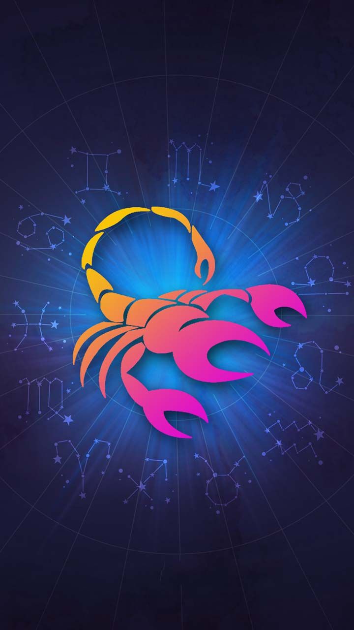 Simbolo zodiacale Scorpione colorato, 720x1280 Verticale, Telefono