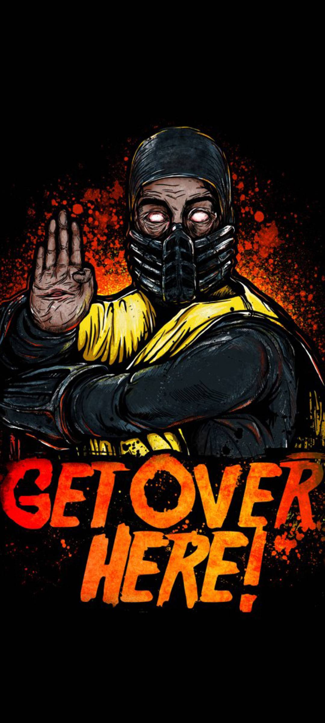 Scorpion Mortal Kombat personaggio giallo, picchiaduro, 1080x2400 Verticale, Mobile