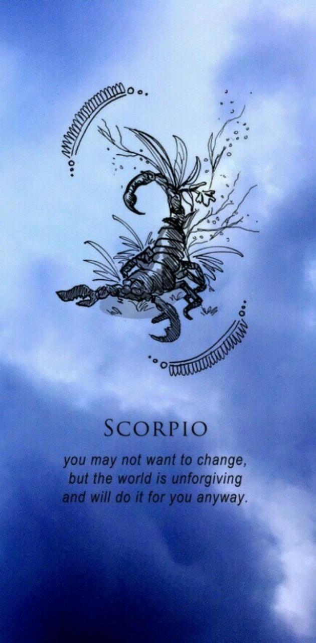 Simbolo Scorpione su cielo blu, 630x1280 Verticale, Mobile