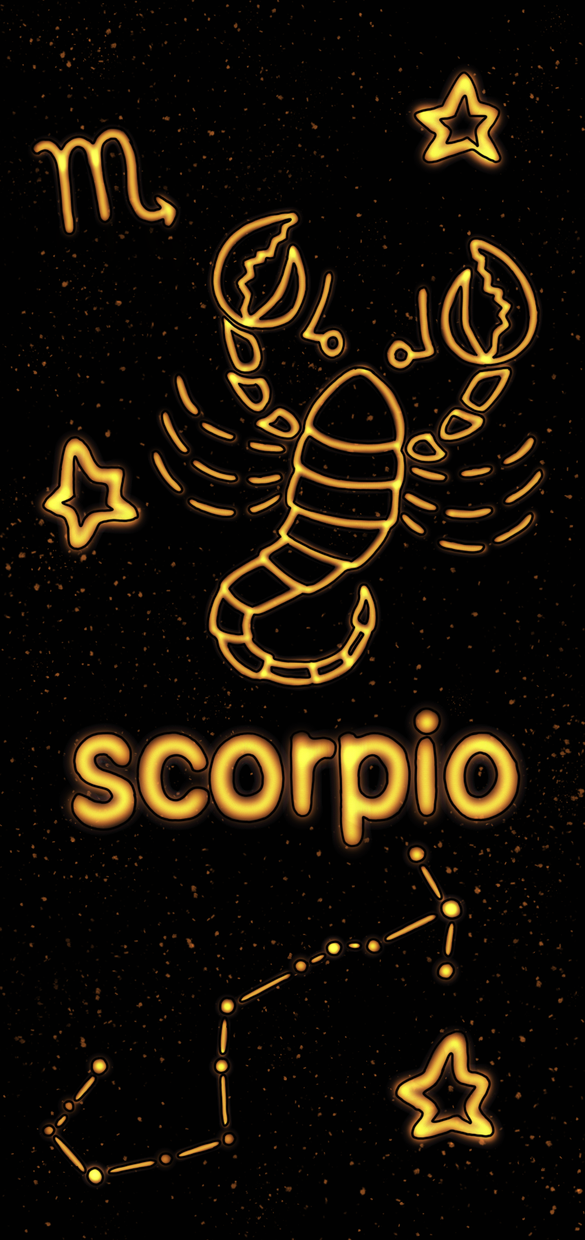 Simbolo scorpione neon dorato, 850x1800 Full HD Verticale, Samsung Galaxy