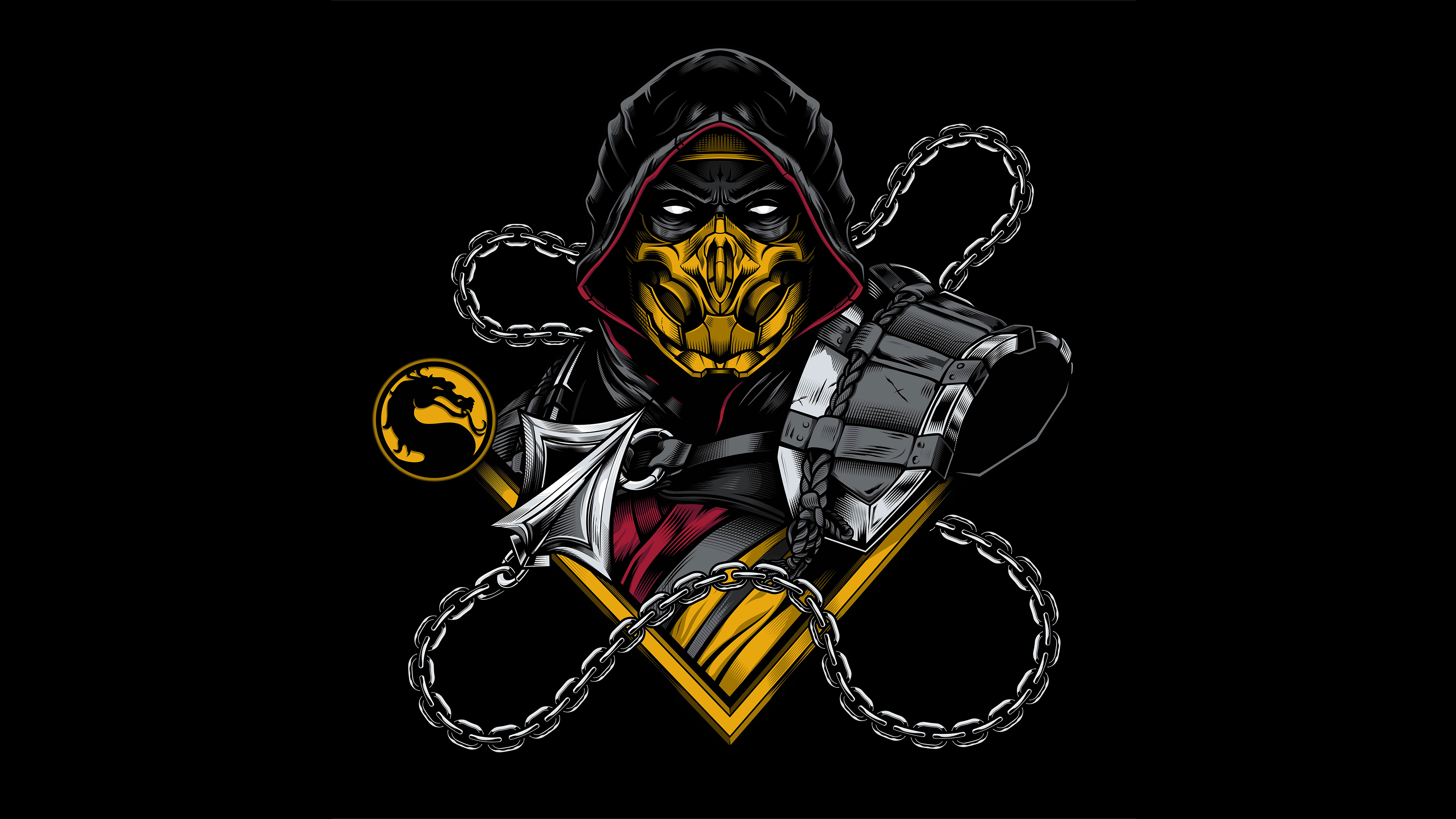 Scorpion Mortal Kombat minimal, 3840x2160 4K Ultra HD, Monitor 4K