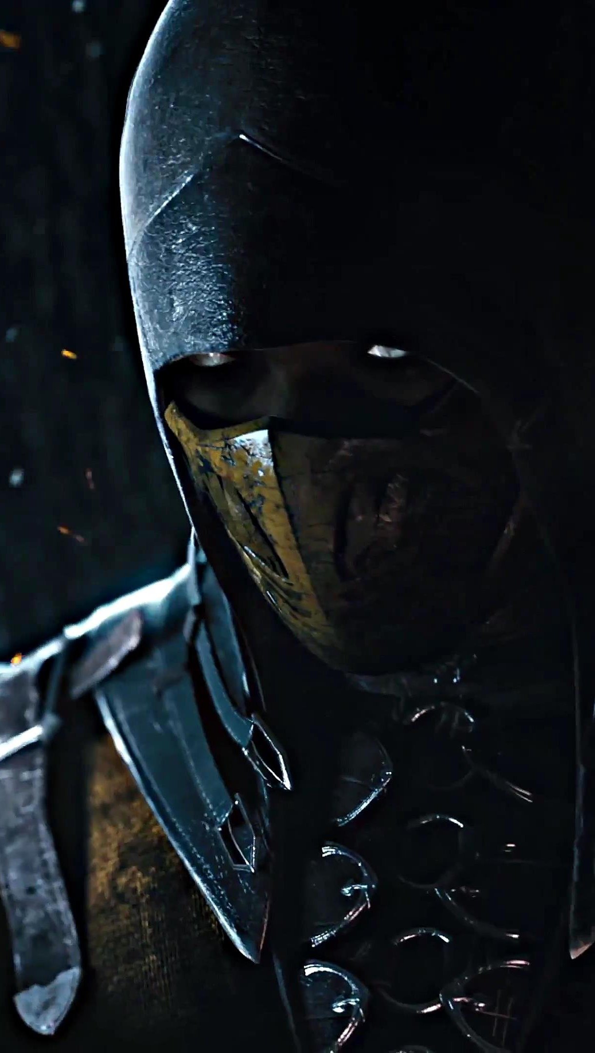 Scorpion Mortal Kombat maschera nera, 1220x2160 Verticale, Mobile