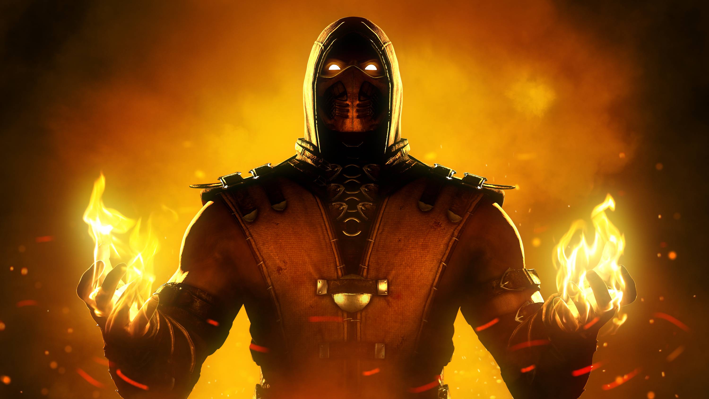 Scorpion Mortal Kombat fiamme, 3000x1688 2K+, Laptop
