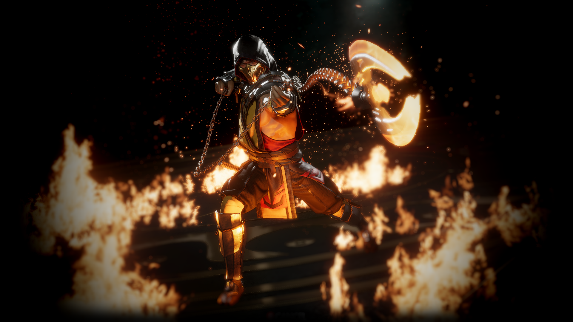 Scorpion Mortal Kombat fiamme, 1920x1080 1080p, PC