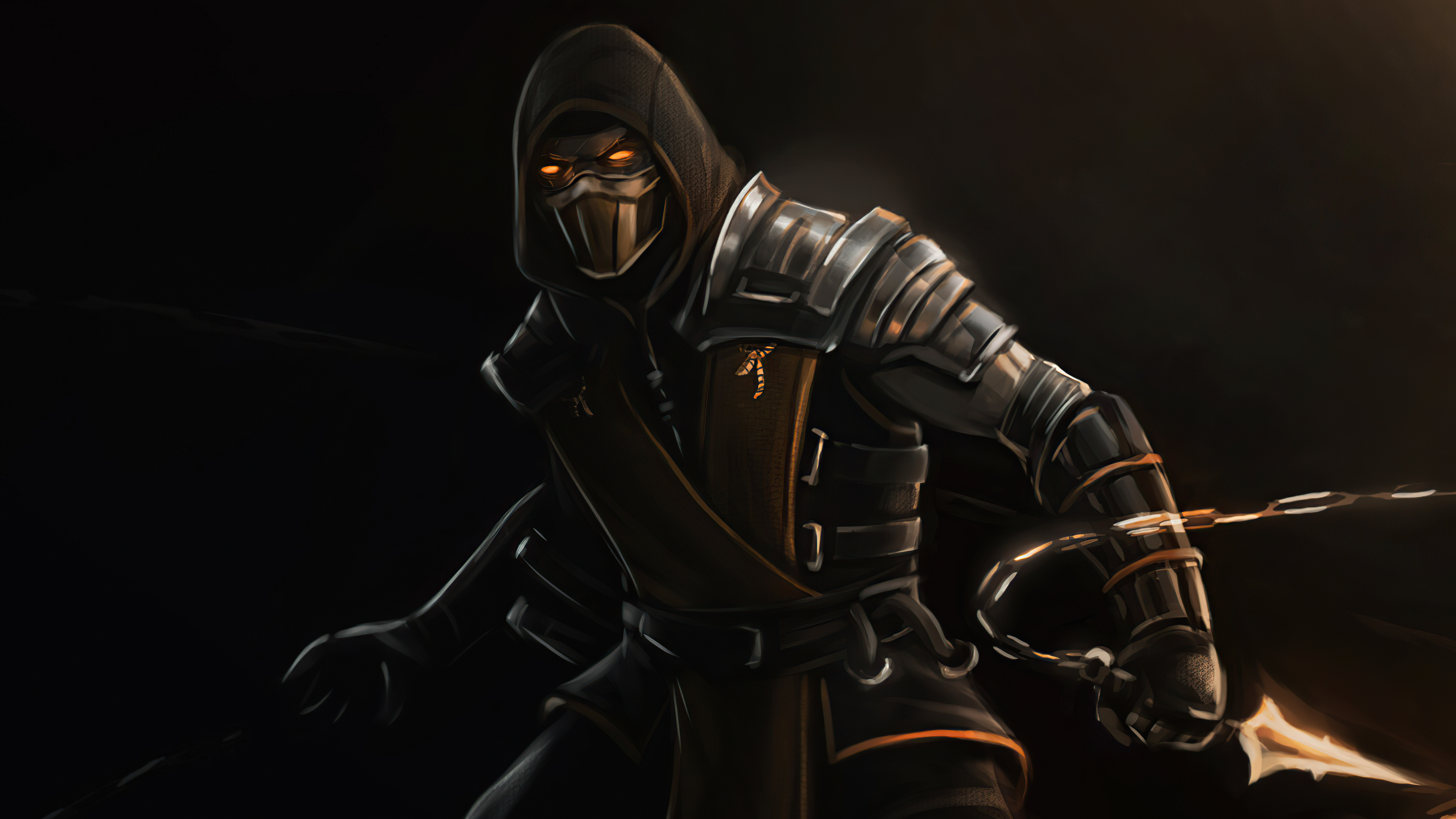 Scorpion Mortal Kombat oscuro, 5120x2880 UHD, PC 4K