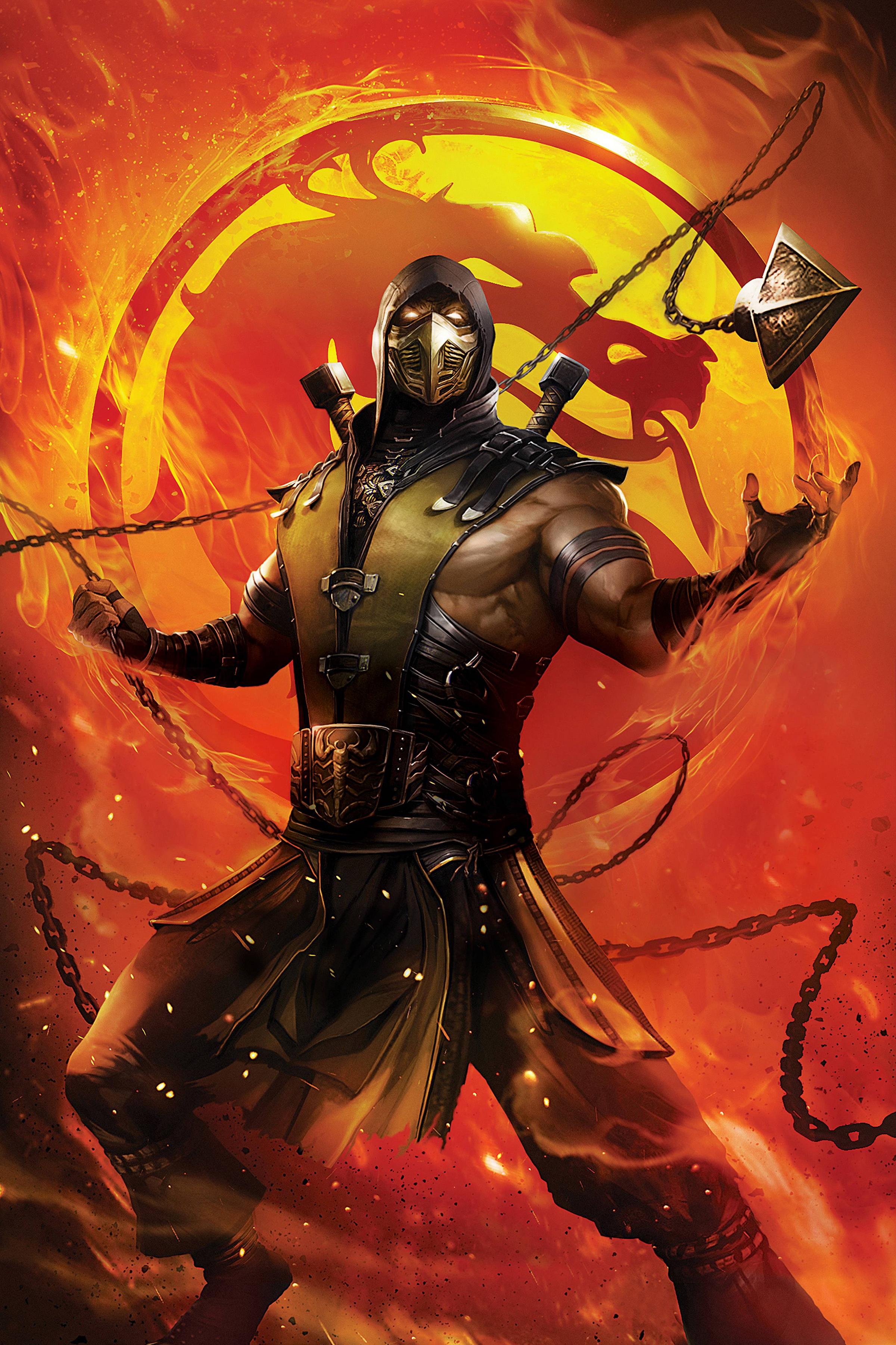 Scorpion Mortal Kombat con catene, picchiaduro, 2400x3600 Verticale, Mobile
