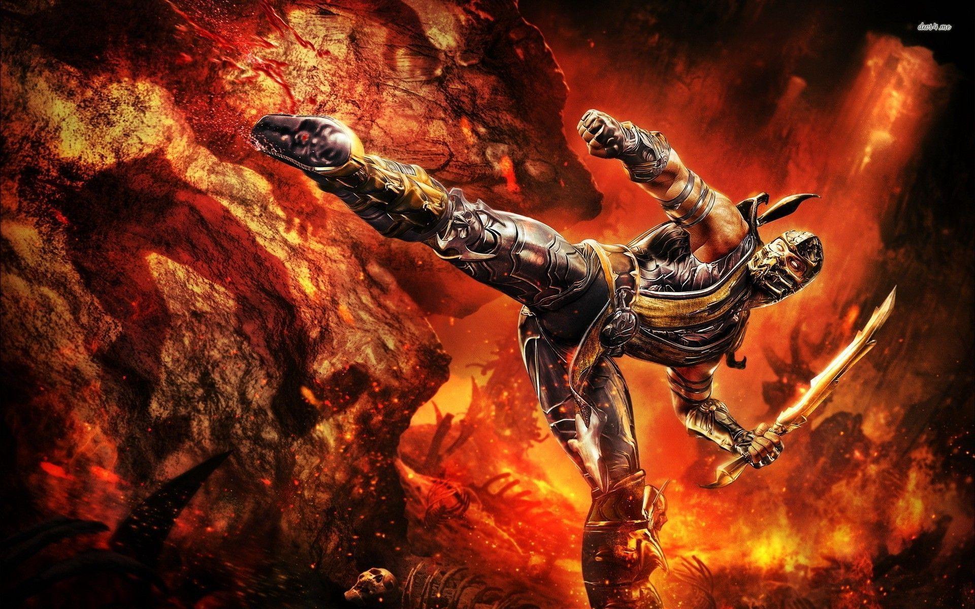 Scorpion Mortal Kombat fiamme, 1920x1200 Full HD+ WUXGA, Desktop