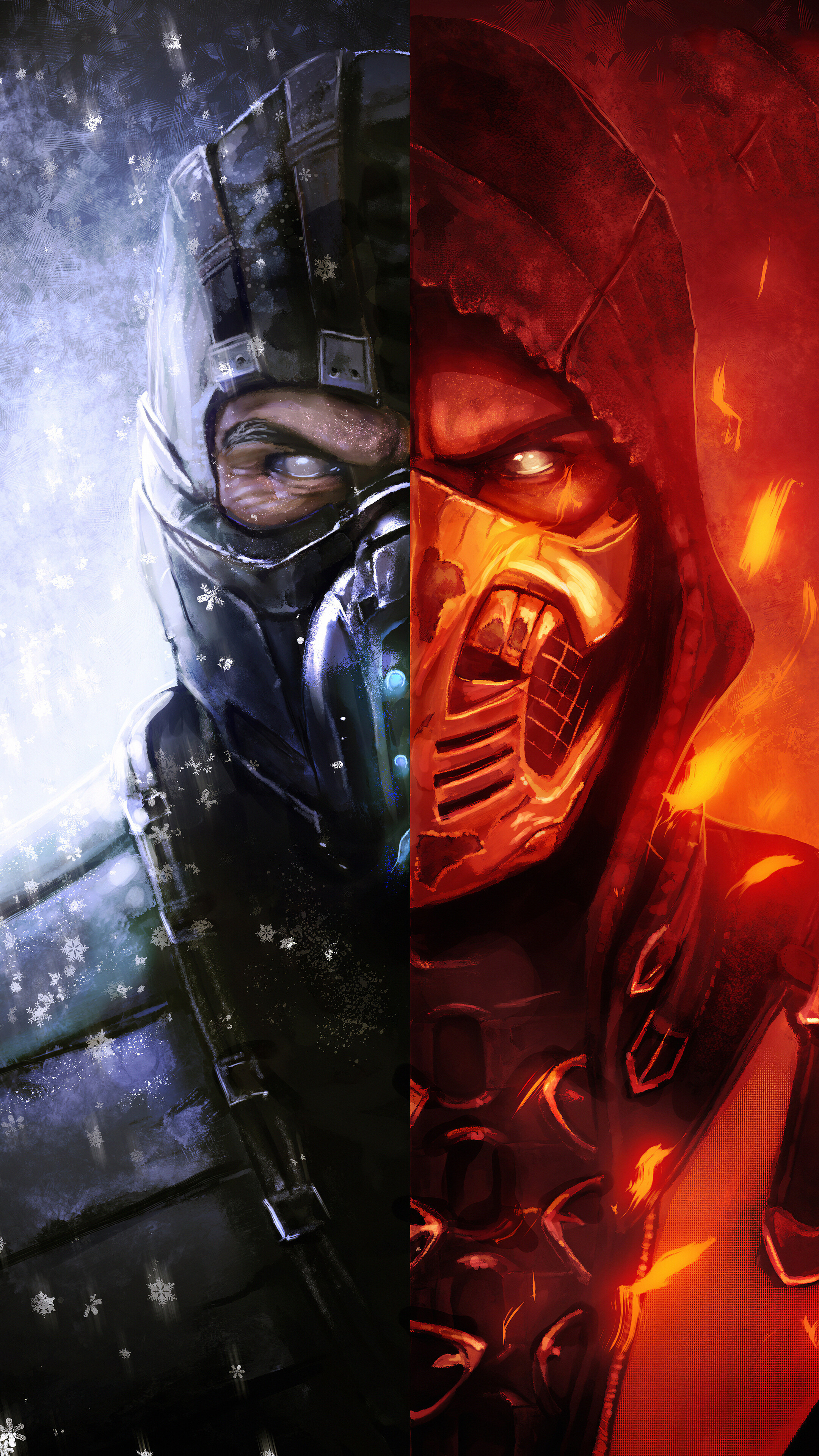 Scorpion e Sub-Zero, Mortal Kombat, Ed Boon, 2160x3840 Full HD Verticale, Smartphone