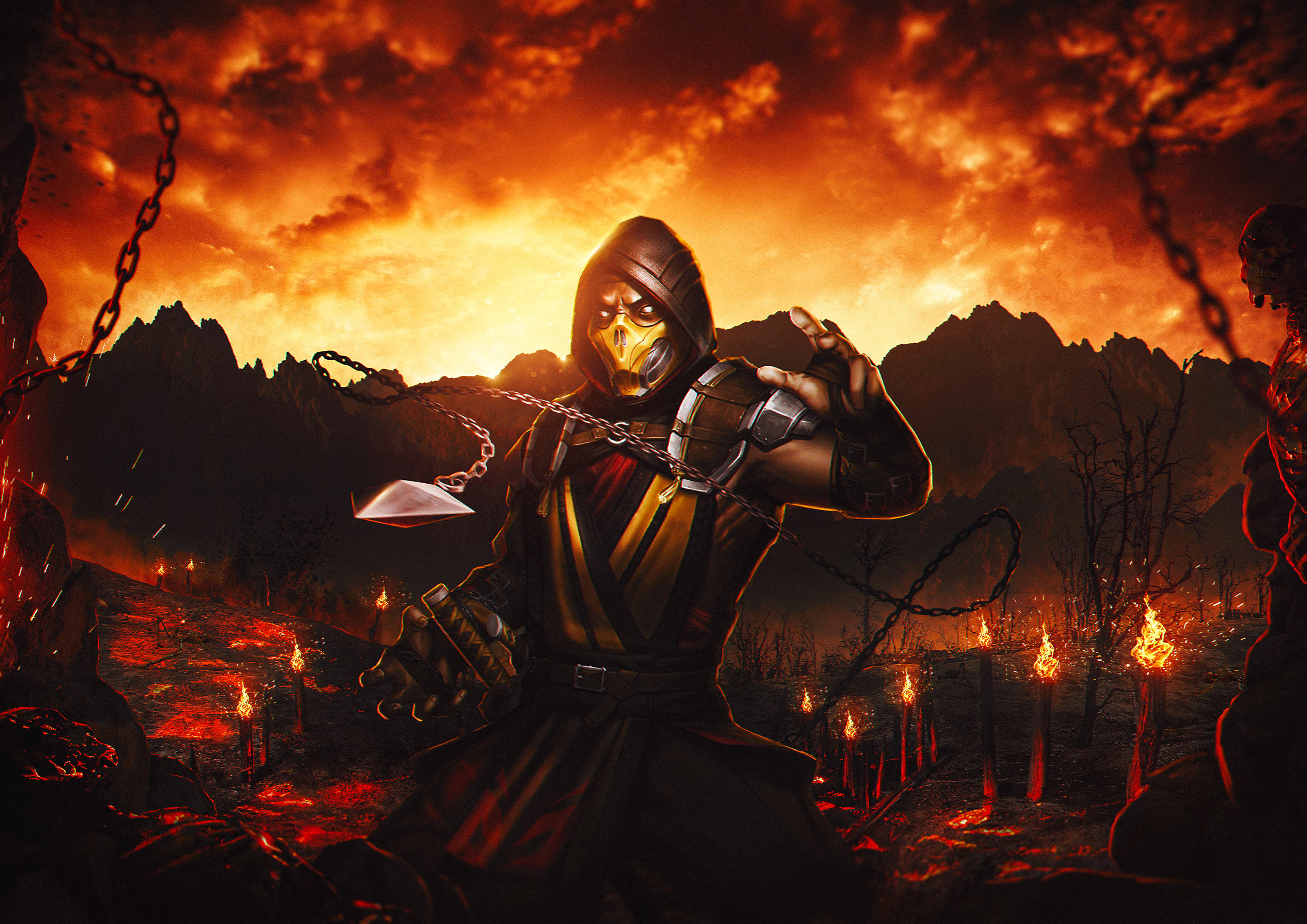 Scorpion Mortal Kombat inferno, 3840x2715 4K, Desktop 4K
