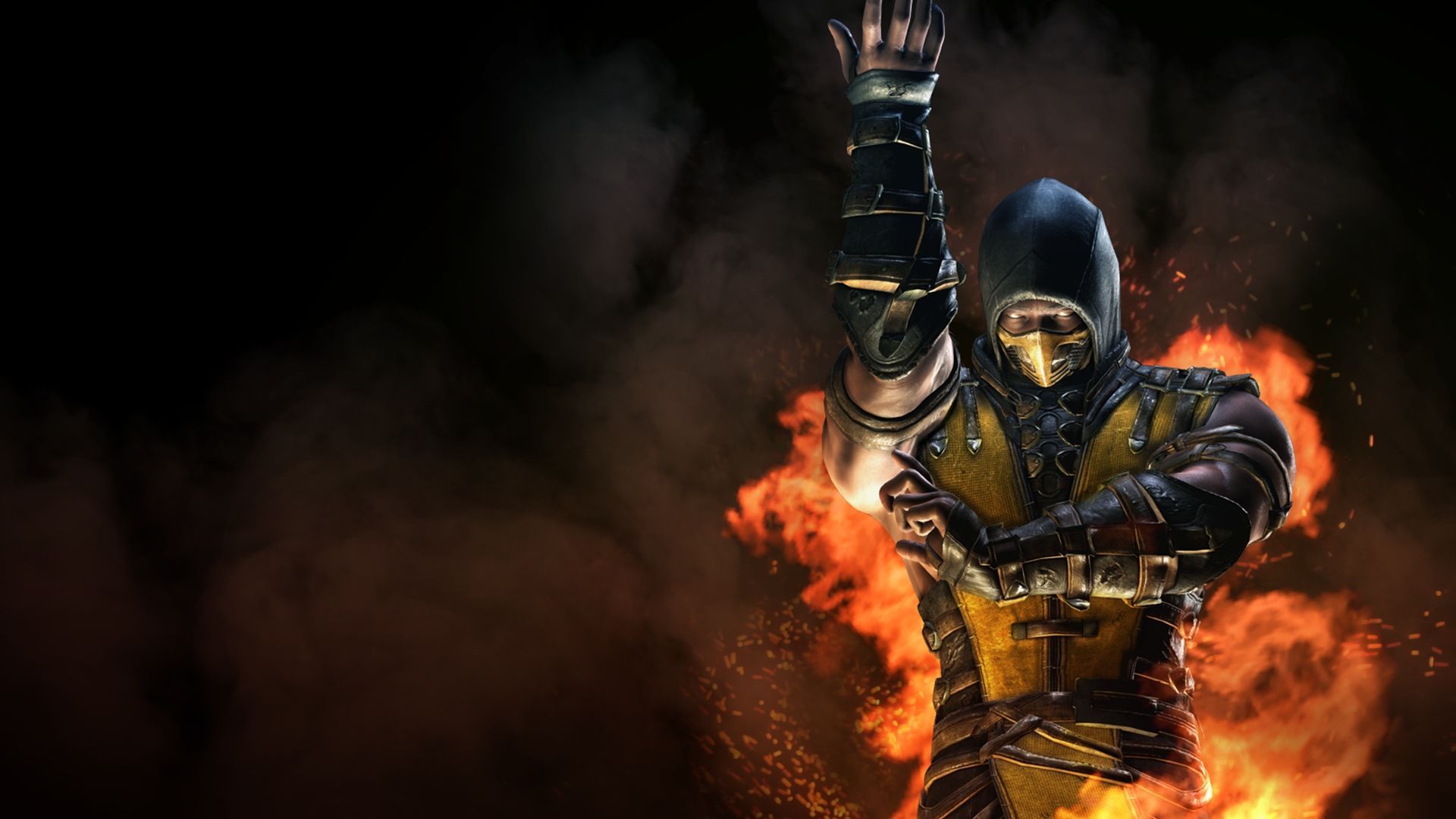 Scorpion Mortal Kombat fiamme, picchiaduro, 1920x1080 Full HD 1080p, Desktop
