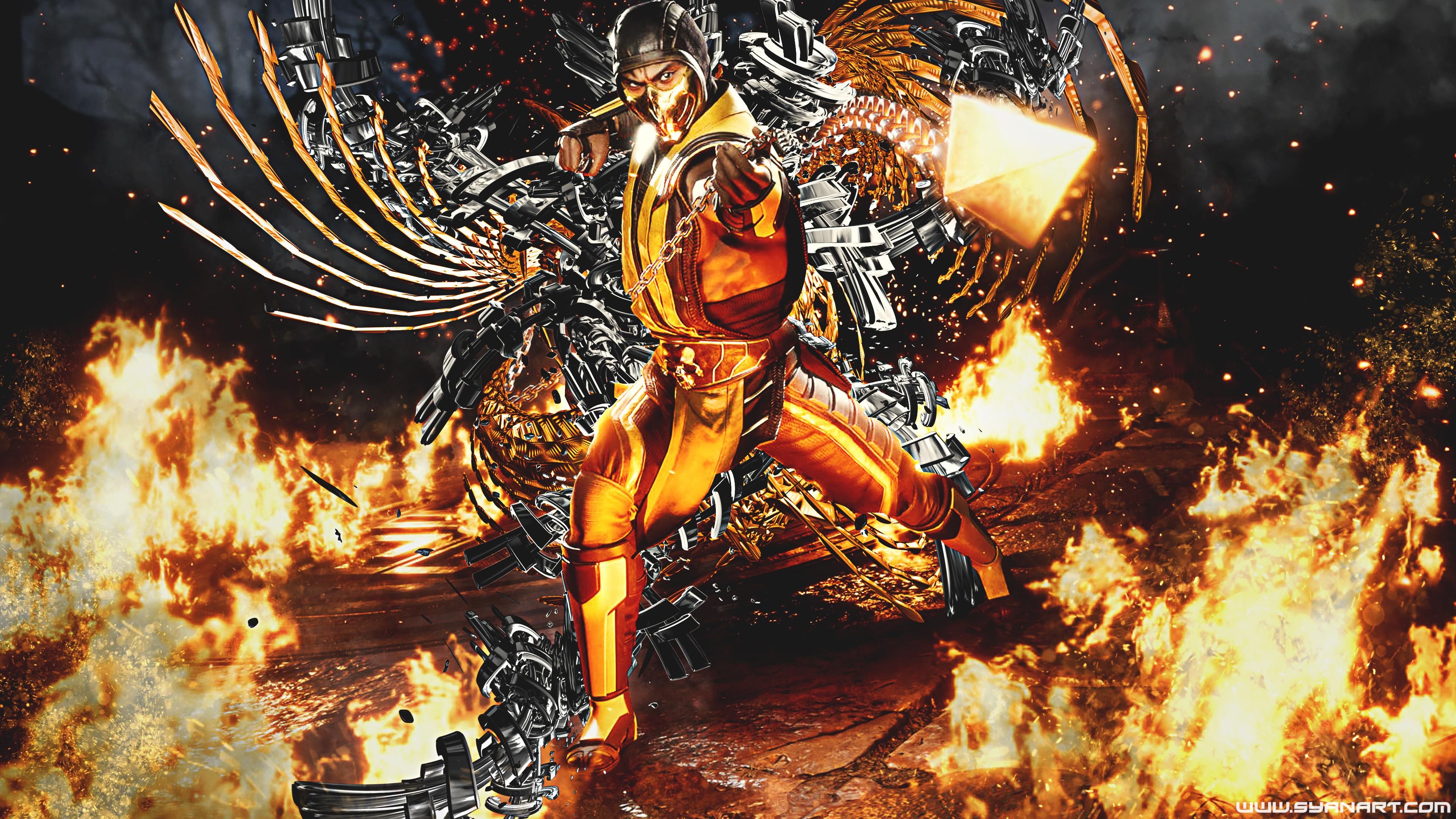 Scorpion Mortal Kombat fuoco, 3840x2160 Ultra HD, 4K TV