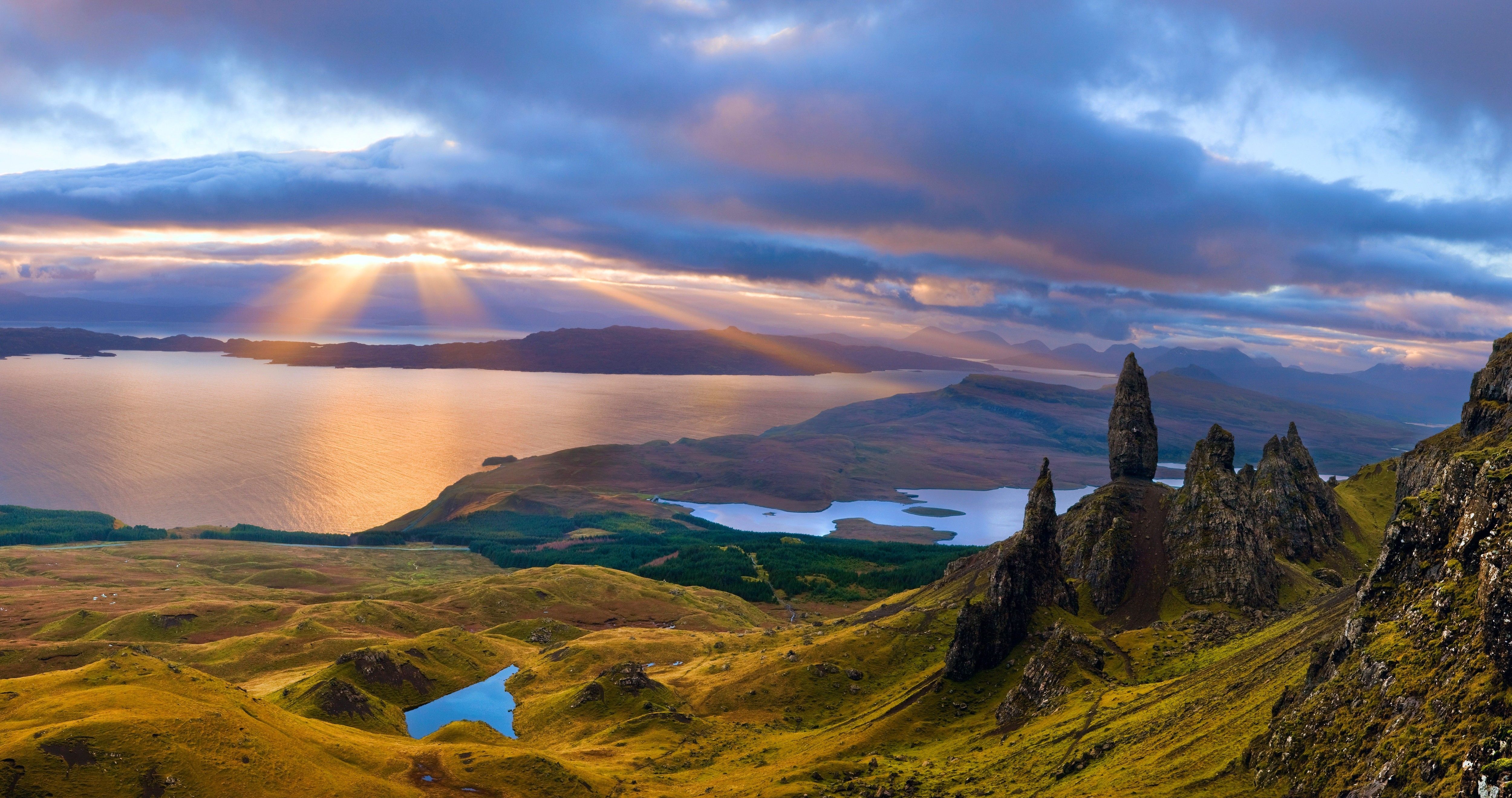 Paesaggio scozzese, Old Man of Storr, 5000x2640 Ultra HD, PC