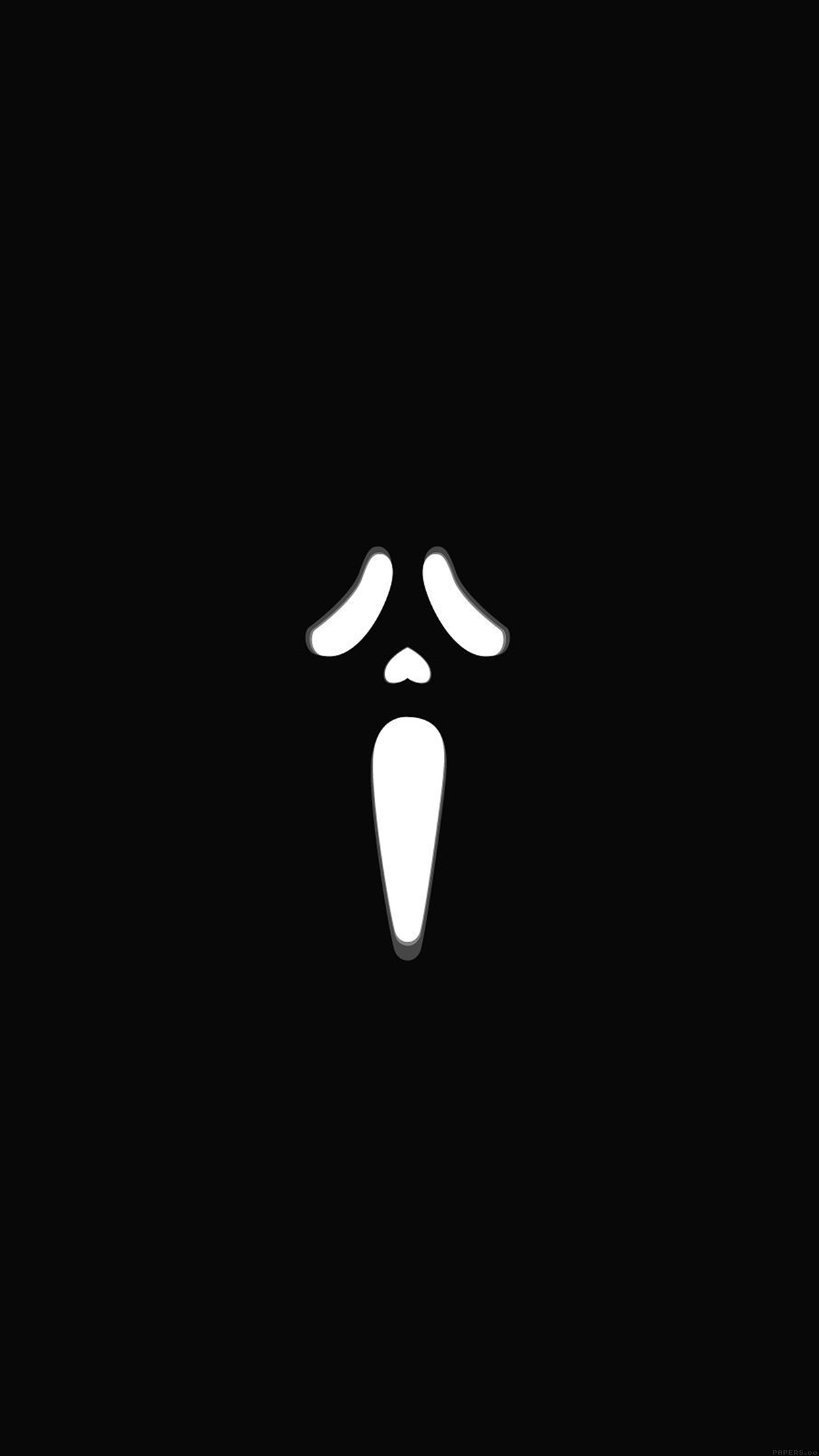 Maschera Scream minimal nero, horror slasher, 1242x2208 Verticale, Mobile