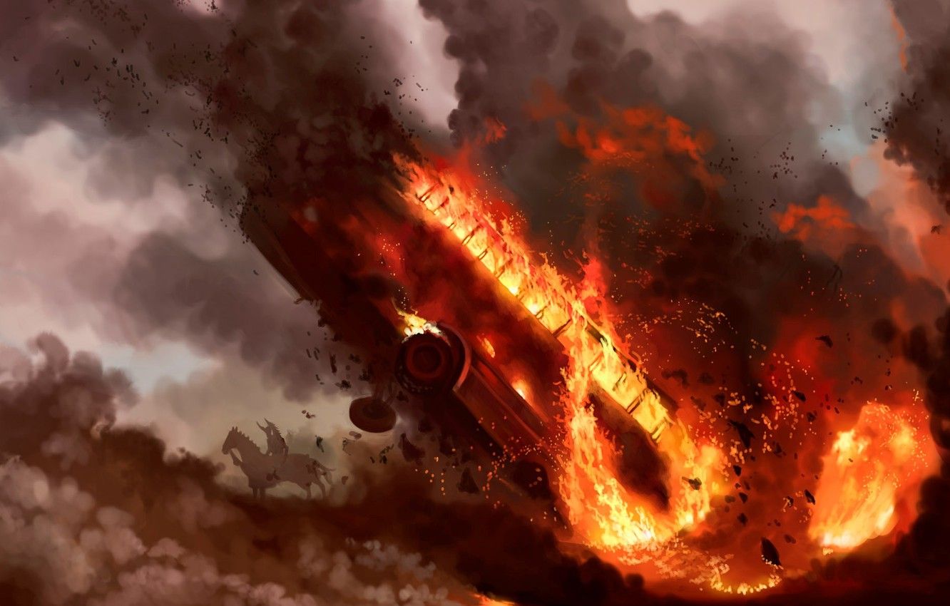 Autobus in fiamme surreale, 1332x850 HD, Desktop