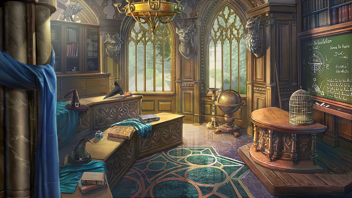 Aula scuola di magia, 1366x768 720p, PC