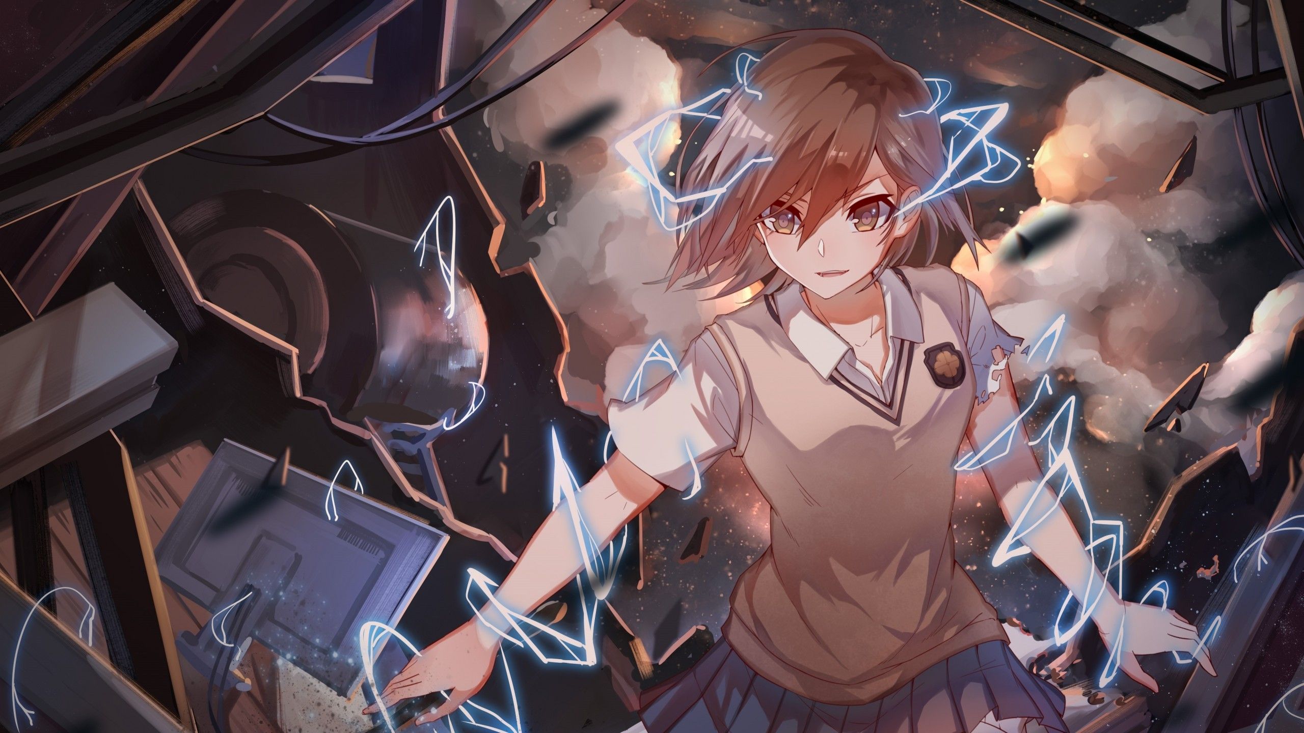 Misaka Mikoto con fulmini elettrici, 2560x1440 2K, Desktop