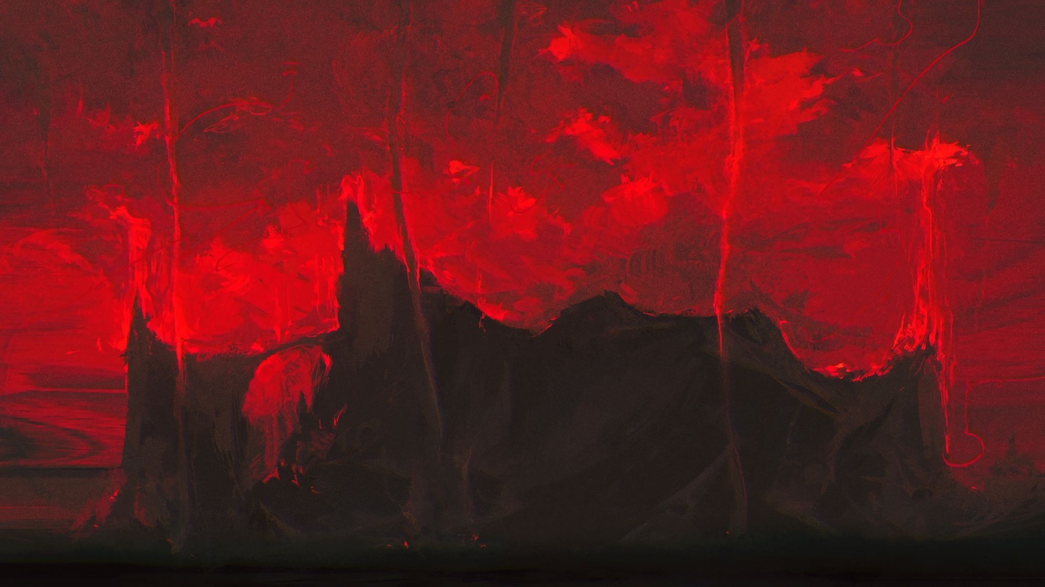 Figura incappucciata con spada, foresta, 2048x1152 2K, Laptop