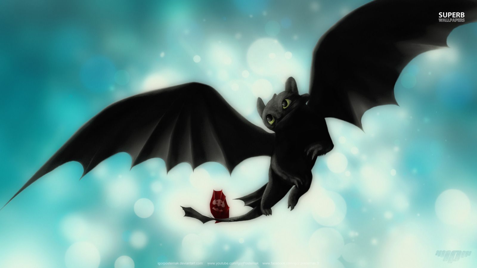 Sdentato drago nero volante, 1600x900 HD Ready, Desktop