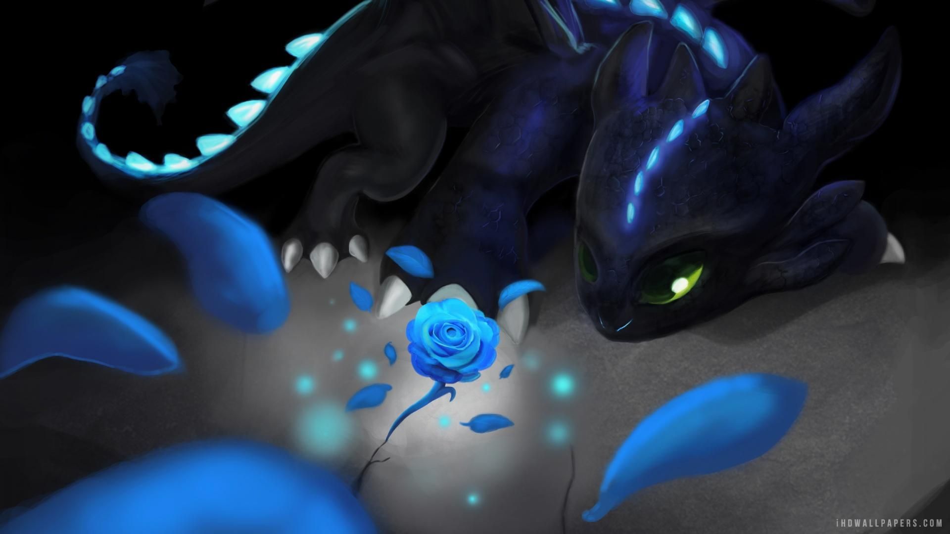 Sdentato drago con rosa blu, 1920x1080 Full HD 1080p, PC Desktop
