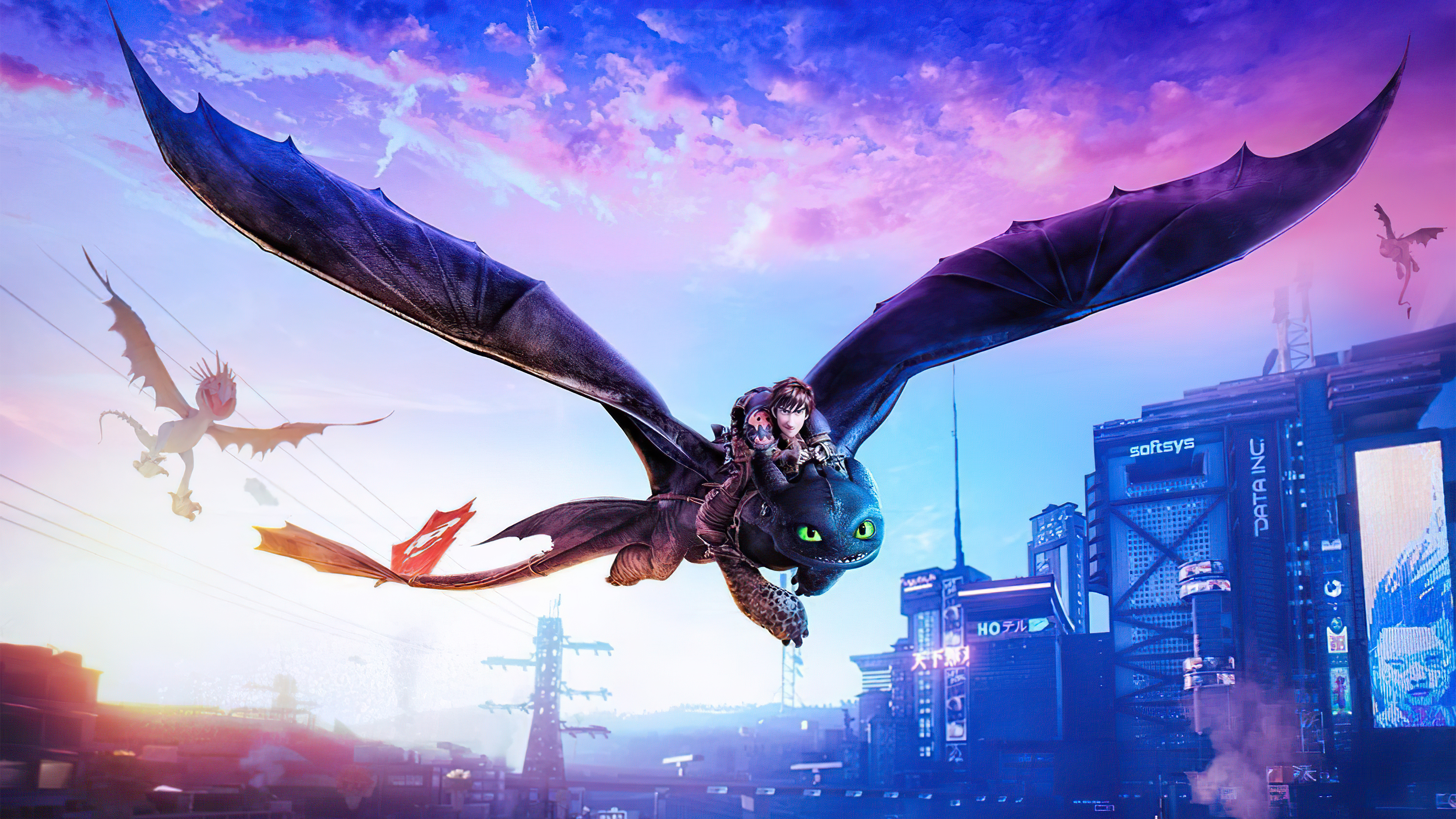 Sdentato e Hiccup in volo, 3840x2160 Ultra HD, 4K TV