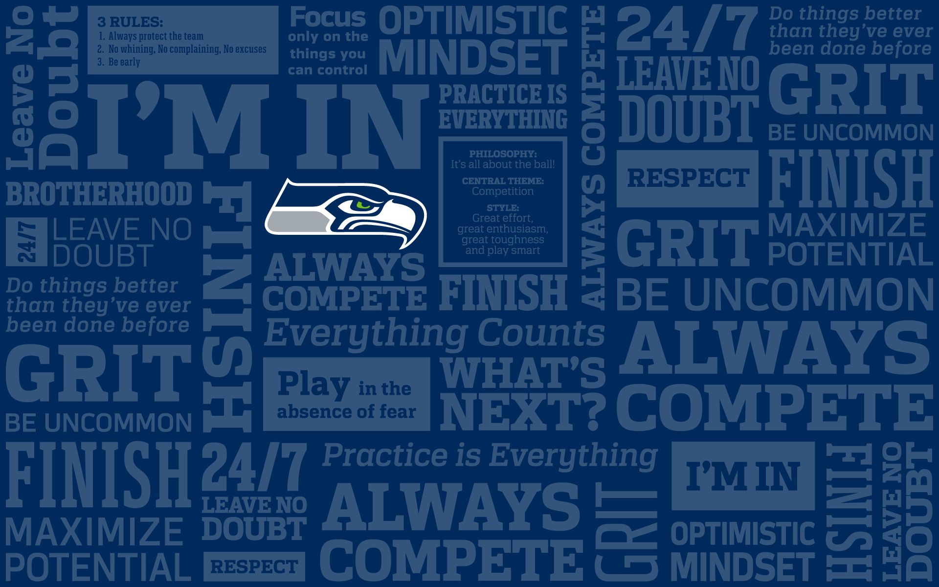 Logo Seattle Seahawks con frasi motivazionali, 1920x1200 WUXGA, PC