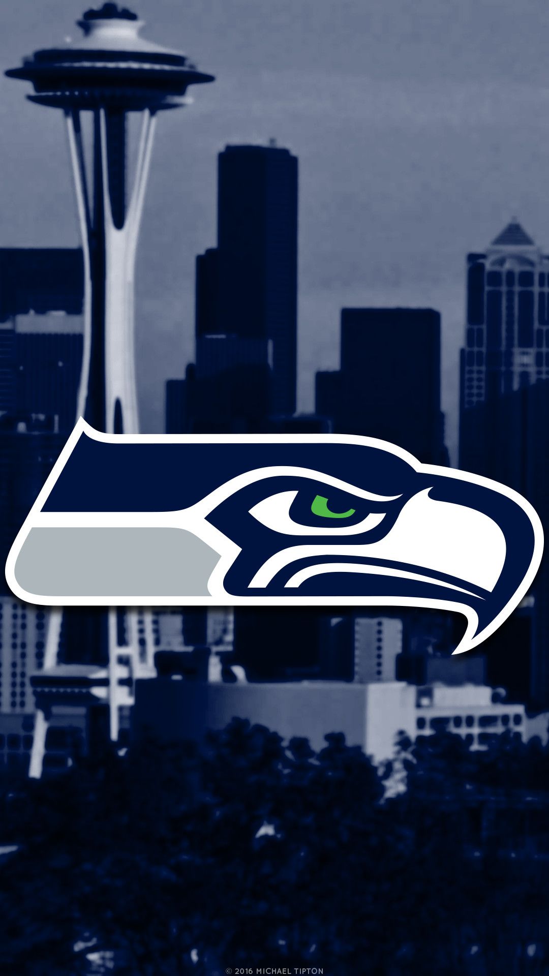 Logo Seahawks skyline Seattle, 1080x1920 Verticale, Mobile