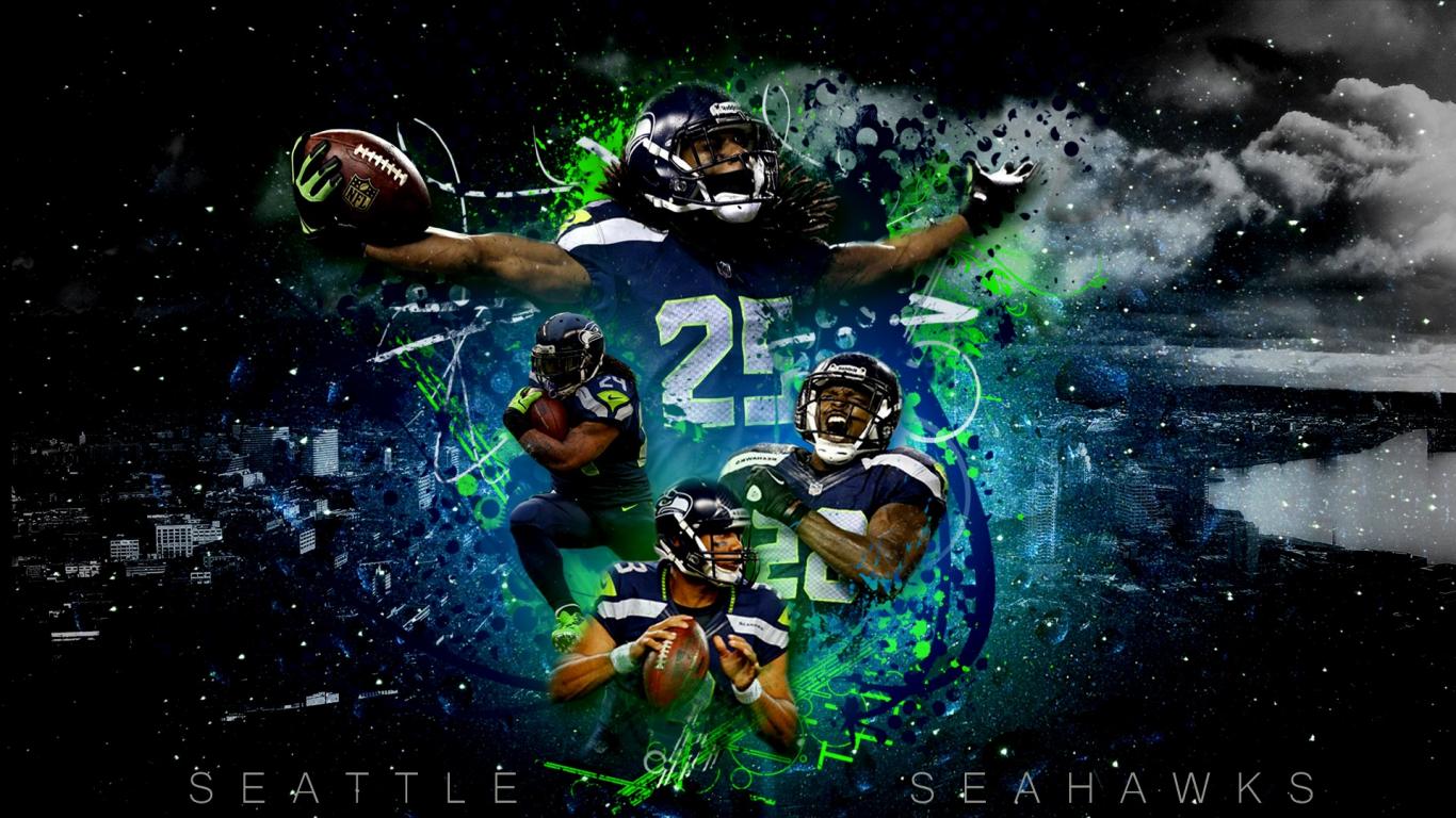 Seattle Seahawks giocatori football americano, 1366x768 HD, Desktop