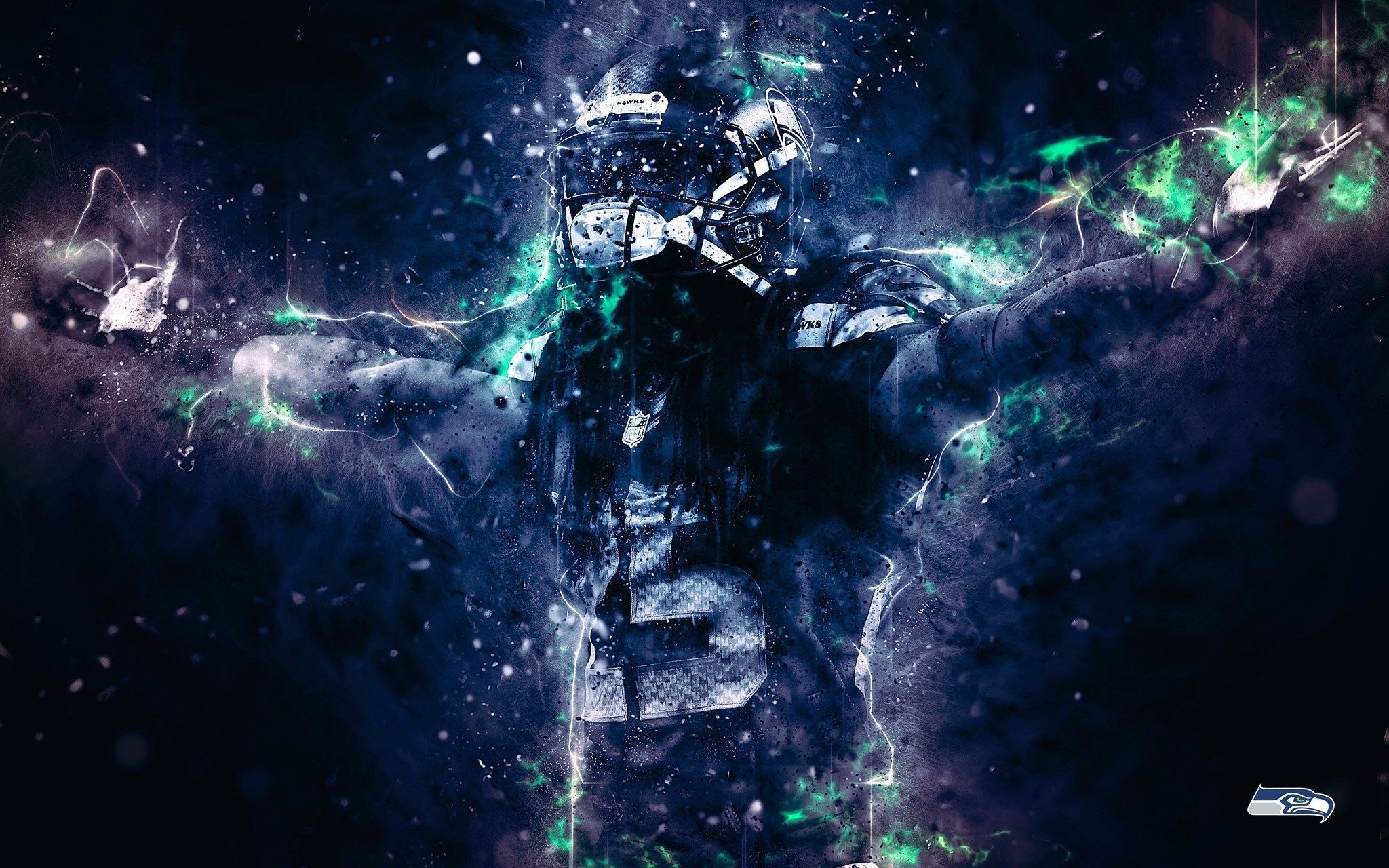 Casco Seahawks effetto galassia, 2048x1280 alta risoluzione, PC