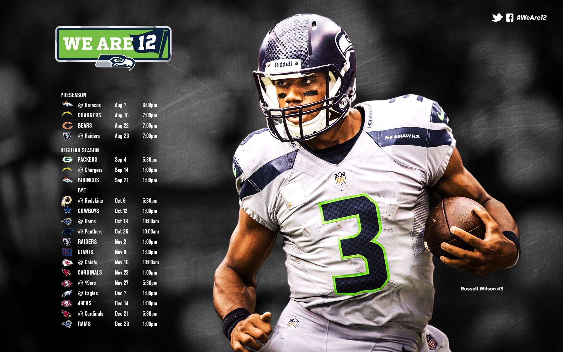 Russell Wilson Seahawks calendario, 1920x1200 WUXGA, PC