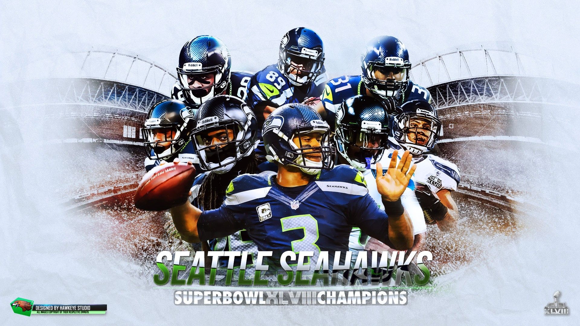 Seattle Seahawks giocatori collage, 1920x1080 1080p, PC Desktop