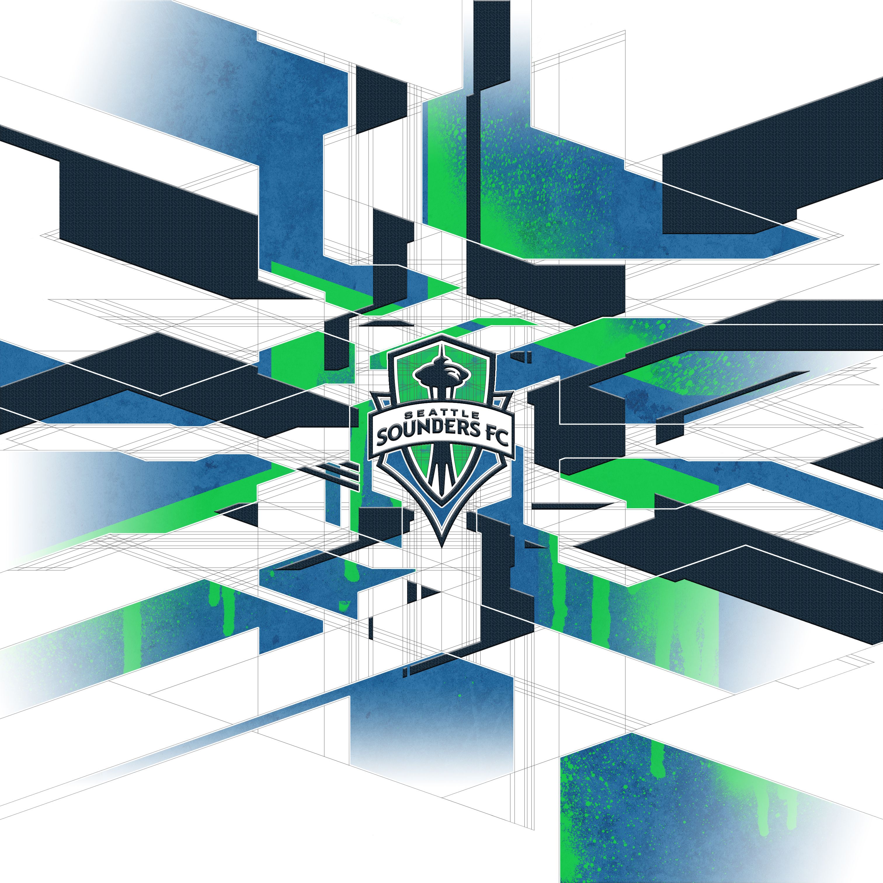 Logo geometrico Seattle Sounders FC, calcio, 3024x3024 2K+, Desktop