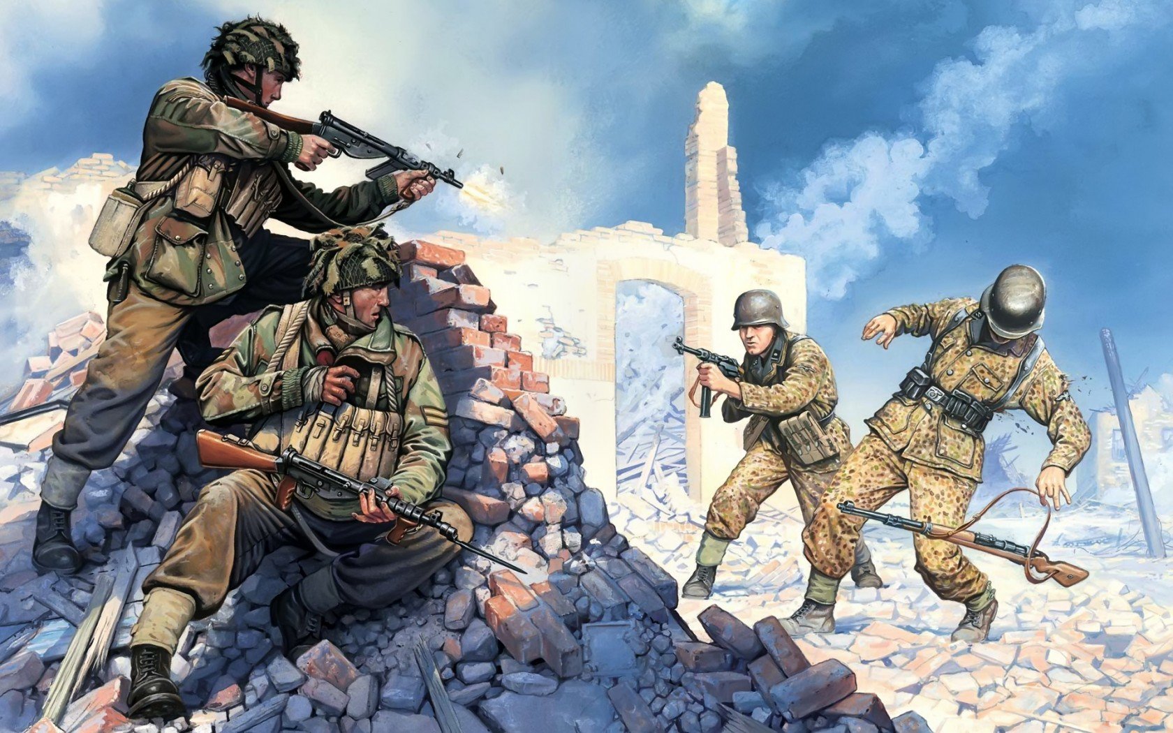 Soldatessa con mitragliatrice illustrazione, 3840x2160 UHD, Monitor 4K