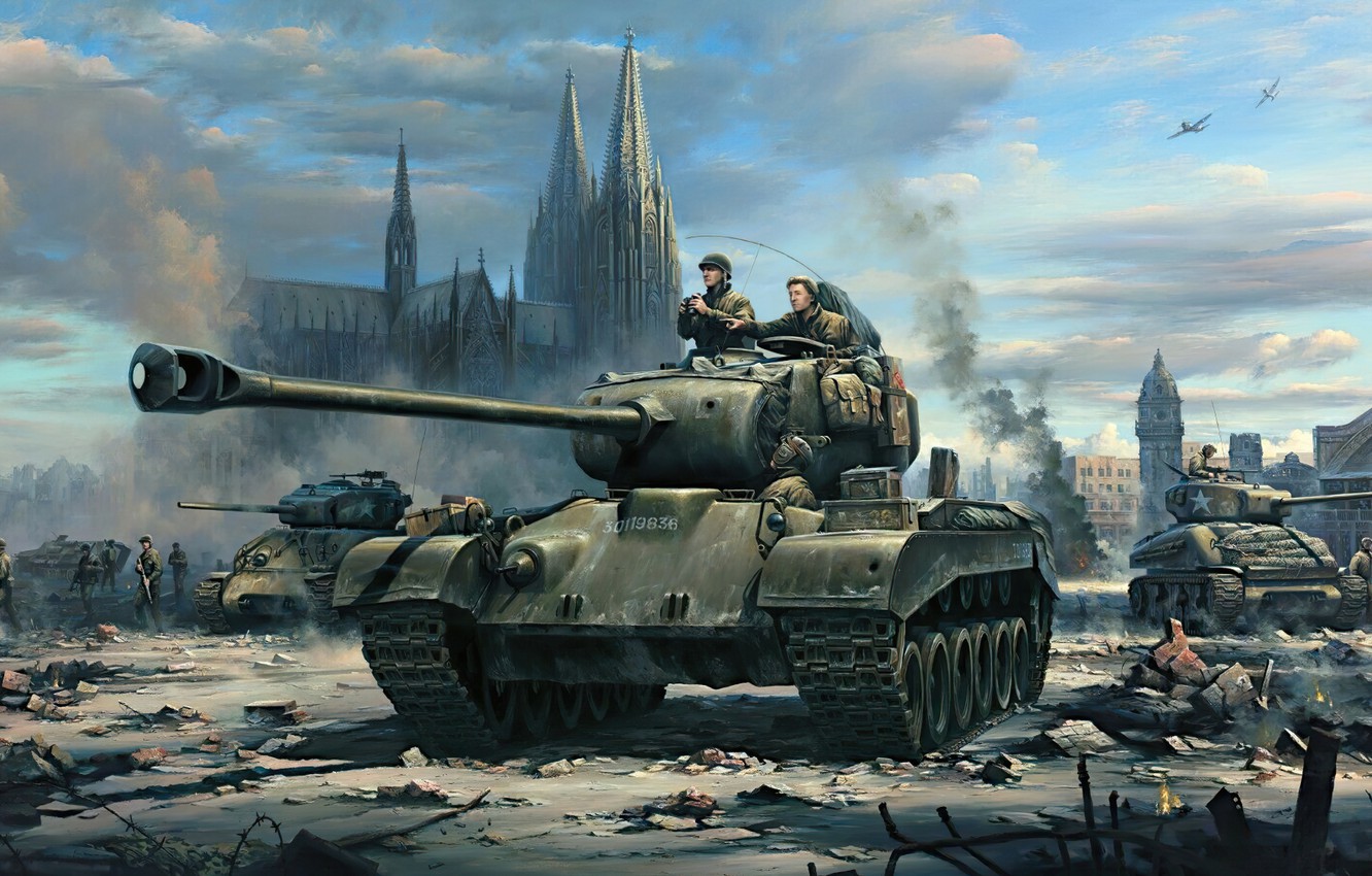 Carro armato M26 Pershing, città, 1332x850 720p, Laptop