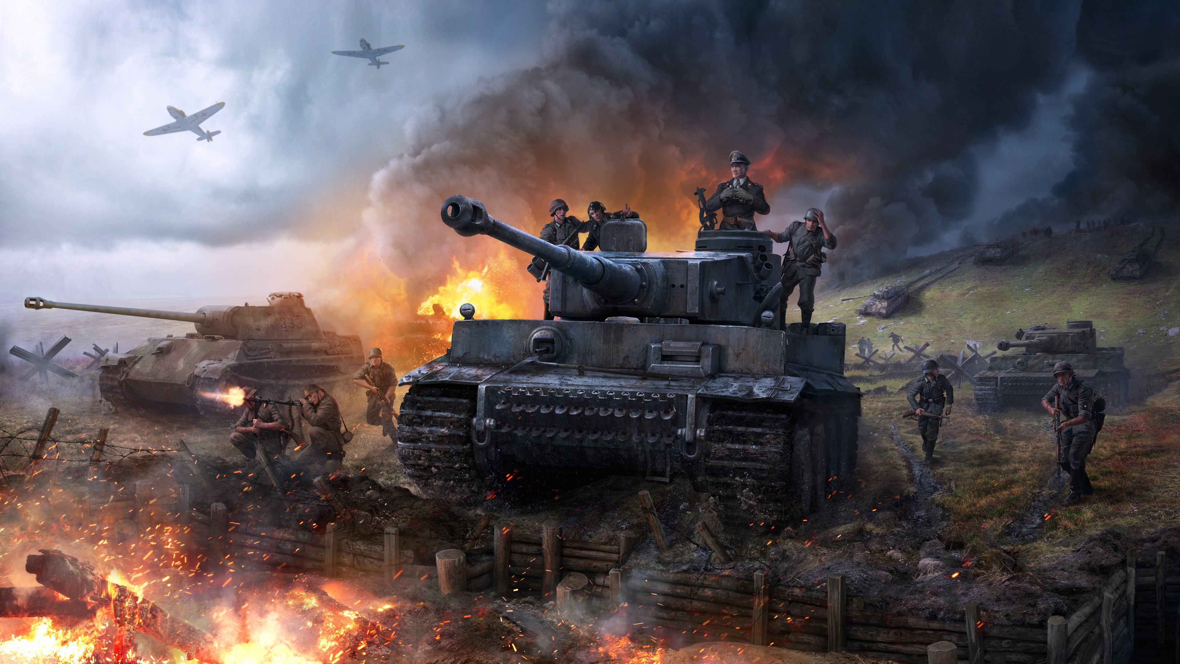 Carro armato Tiger battaglia, 3840x2160 4K, Desktop 4K
