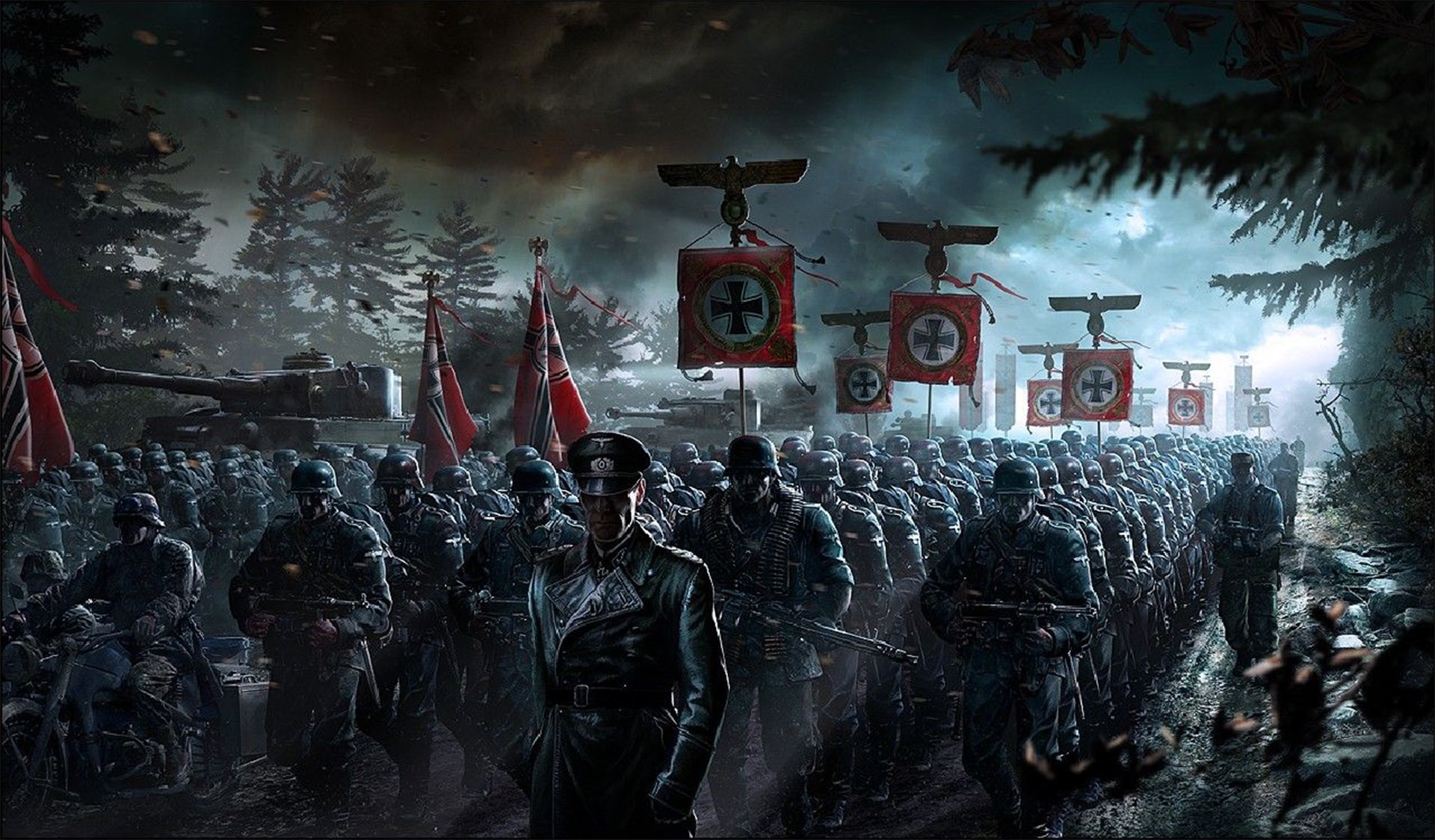 Soldati marcia bandiere naziste, 1920x1124 Full HD, Desktop